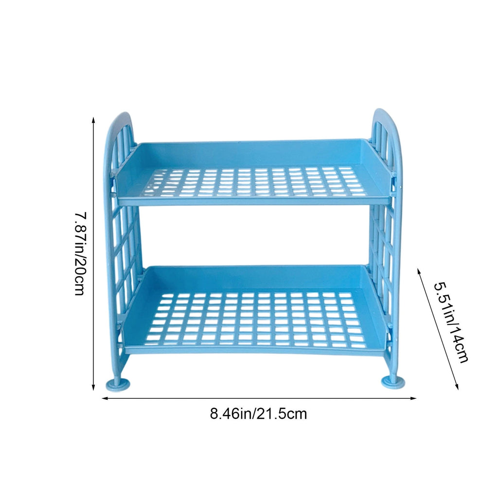 Euaioeiu Desktop Rack Cosmetic Stationery Storage Holder,2-Tier Multifunctional Plastic Shelf Makeup Organizer for Skincare Office Kitchen B - Image 4