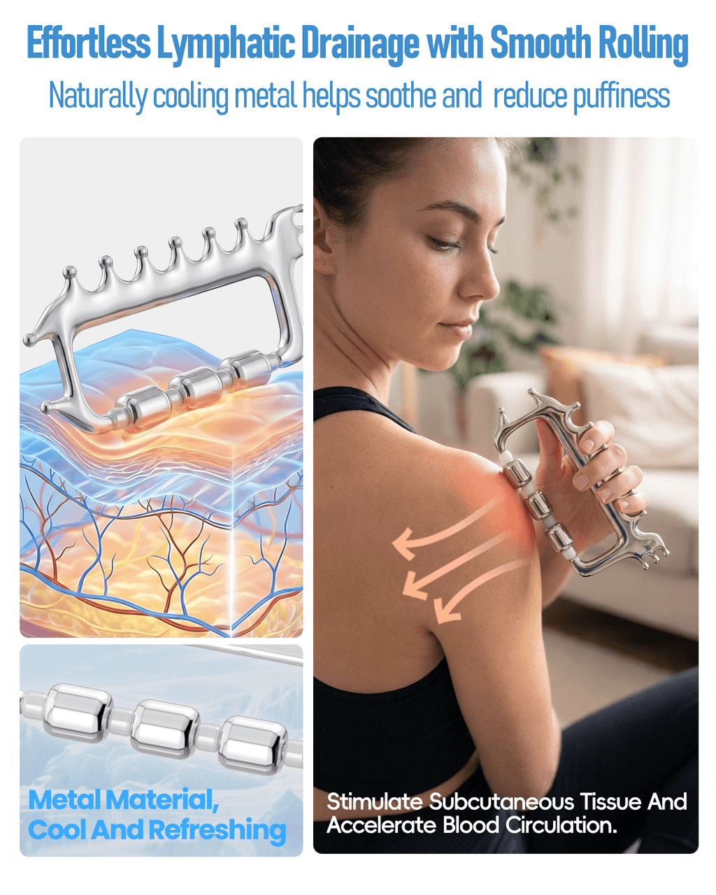 Gua Sha Facial Tools & Massager Set, Stainless Steel Skin Care Tools for Face and Body, 3-in-1 Head Massage Combs & R... - Image 5