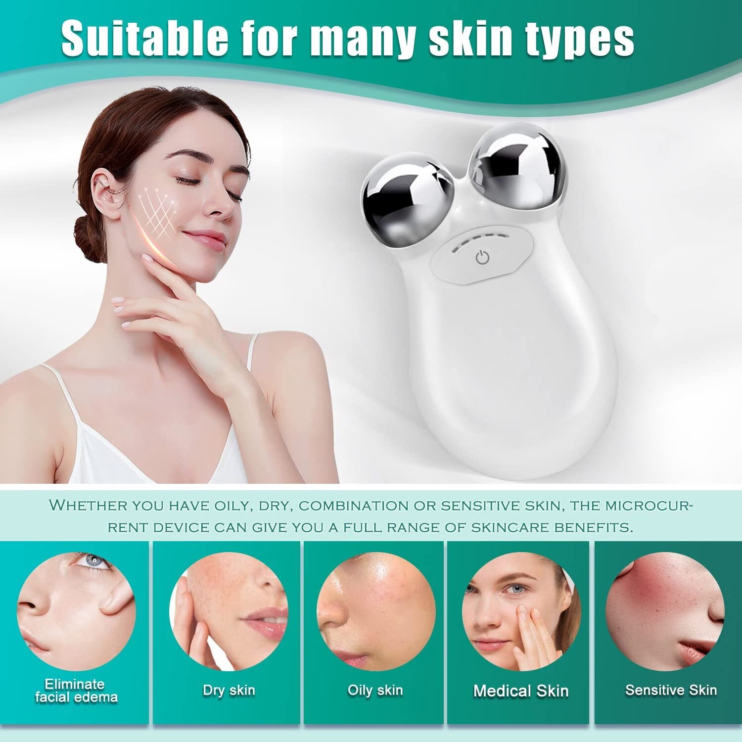 Face Device Roller, USB Mini microcurrent face Lift Skin Tightening Rejuvenation Spa for Facial Wrinkle Remover Toning Best Gift - Image 5