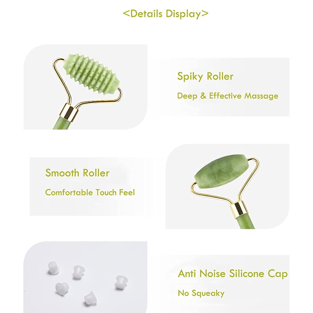 Jade Rollers for Face - Facial Massage Tool for Anti Aging Wrinkles and Skin Rejuvenate -100% Natural Jade Crystal Stone for Body Face Eyes - Image 4