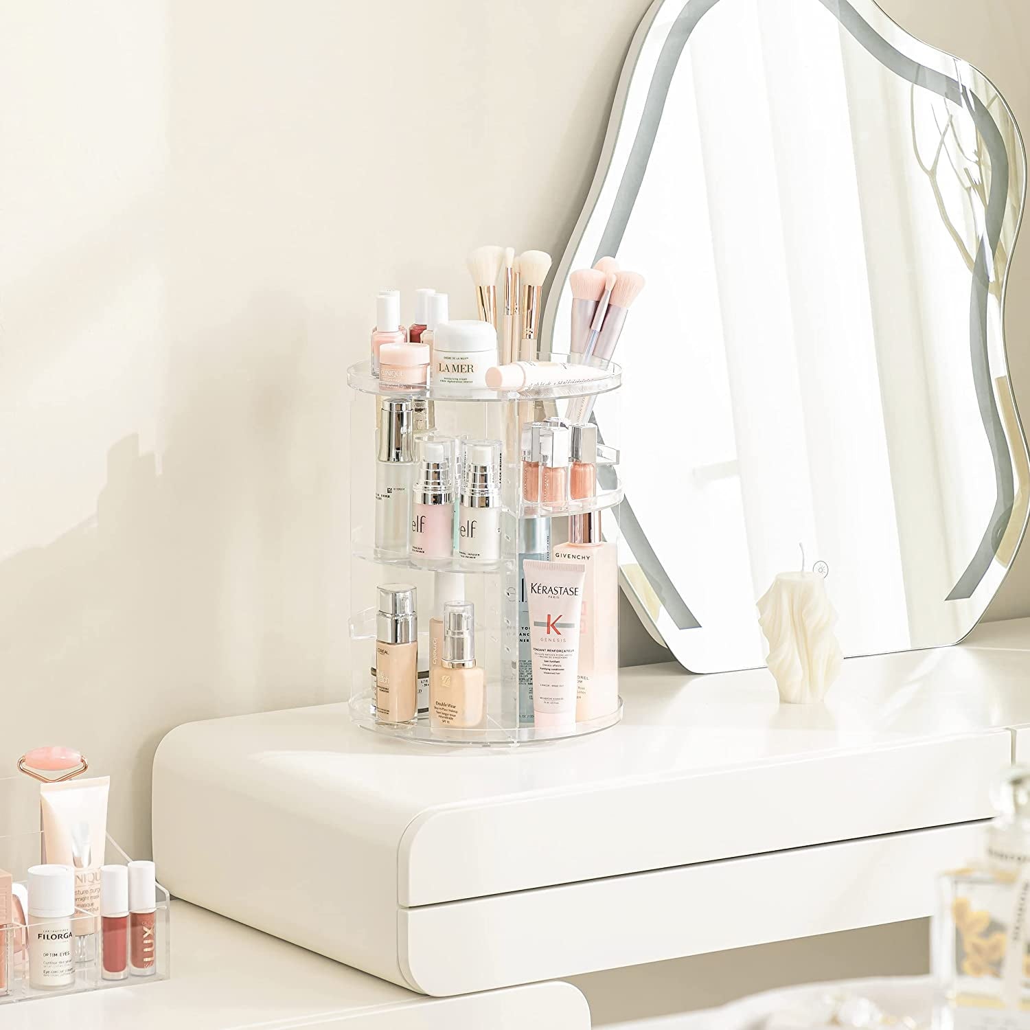360 Rotating Makeup Organizer Adjustable Carousel Large Capacity Revolving Perfume Organizer Skincare Organizers Cosm... - Image 4
