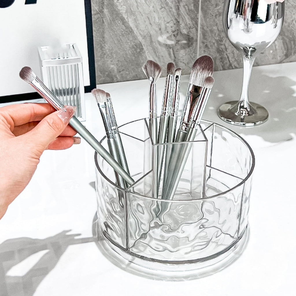 Transparent Water Ripple Desktop Makeup Organizer, Lazy Organizer for Vanity, Spinning Cosmetic Display Case with 5 C... - Image 4
