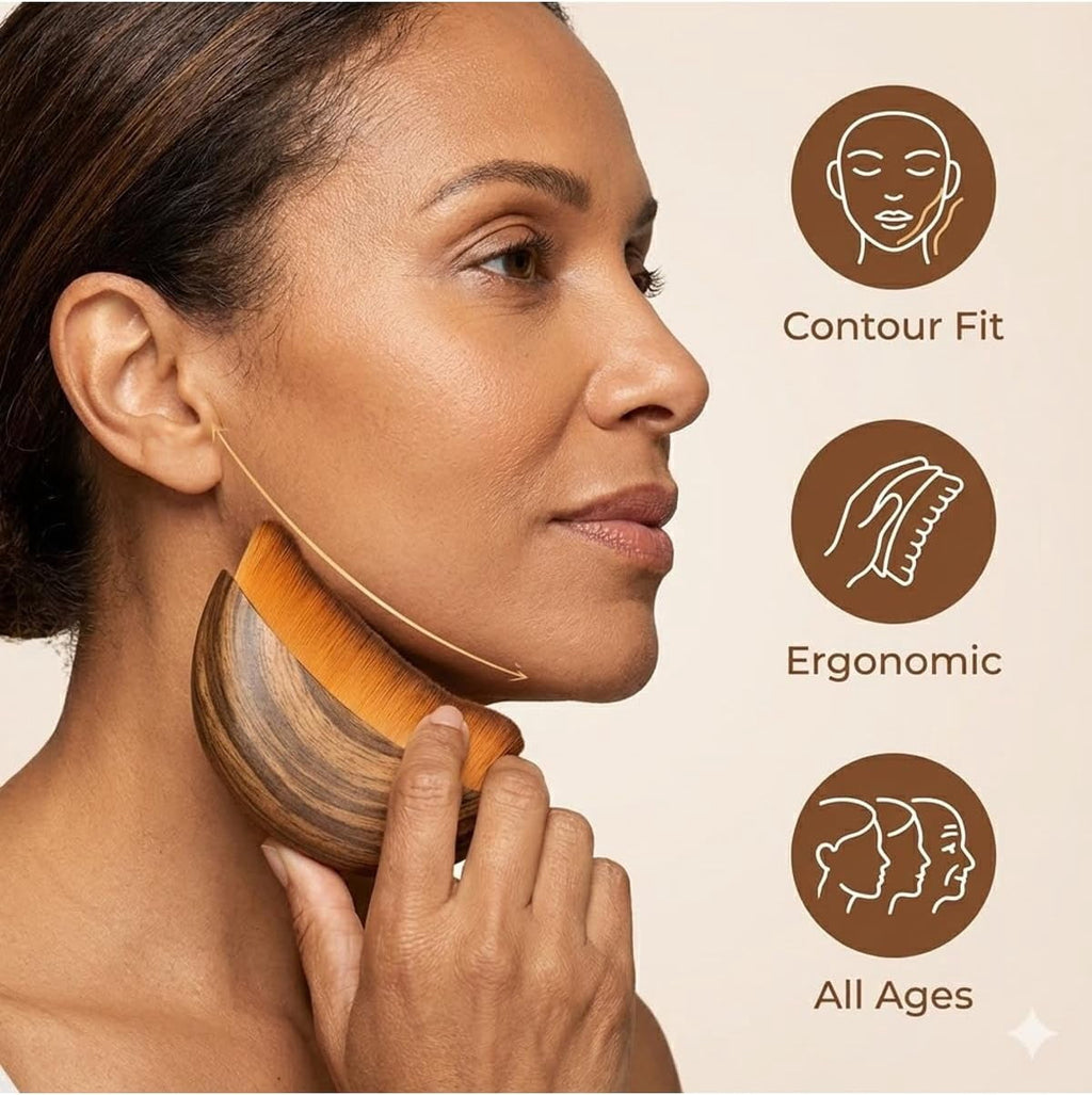 Brush for Drainage Facial Soft Organic Dry Tool, Reduces Puffiness, Sculpts Jawline Improve Radiance, for Sensitive &... - Image 5