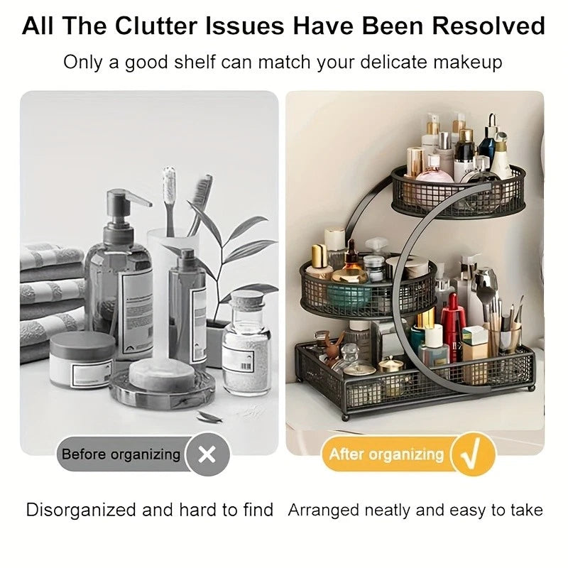 3Tiers Metal Cosmetic Organizers Modern Storage Rack For Skincare Lipsticks Bathroom Countertop Without Tool - Image 6