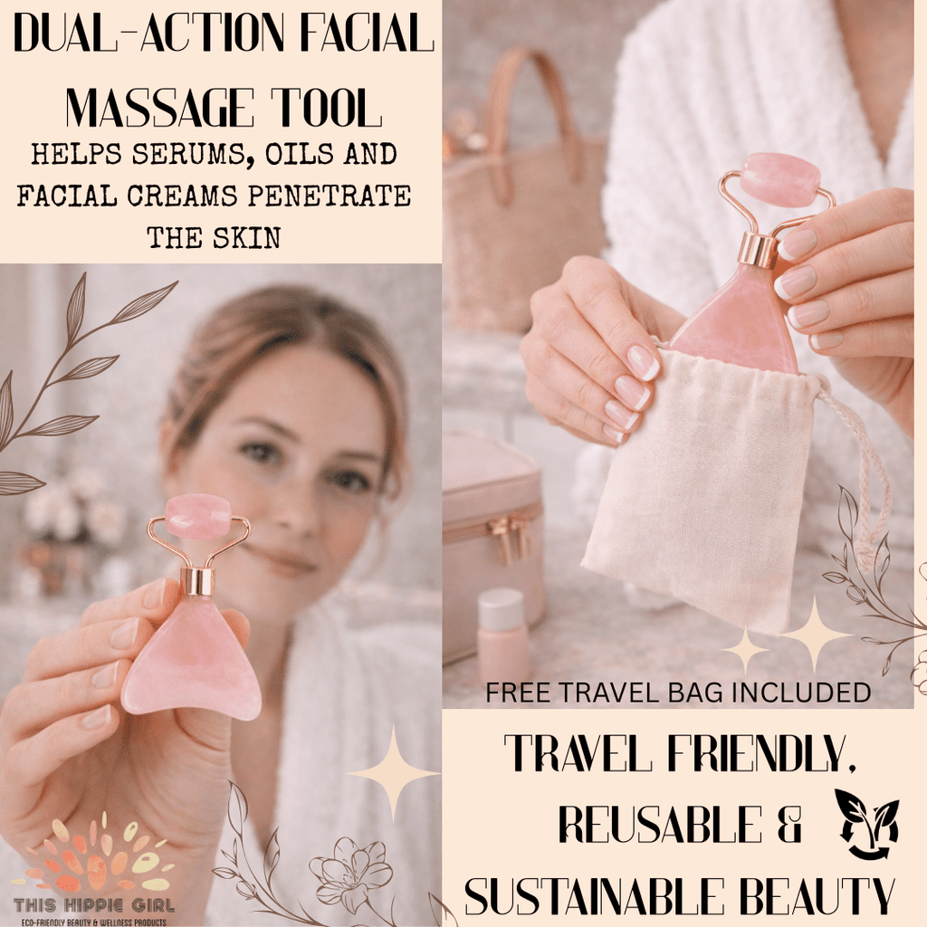 Gua Sha Glow Roller, Facial and Neck Massage Tool Rose Quartz Facial Roller Massager for Face and Eye, Face Sculpting... - Image 5