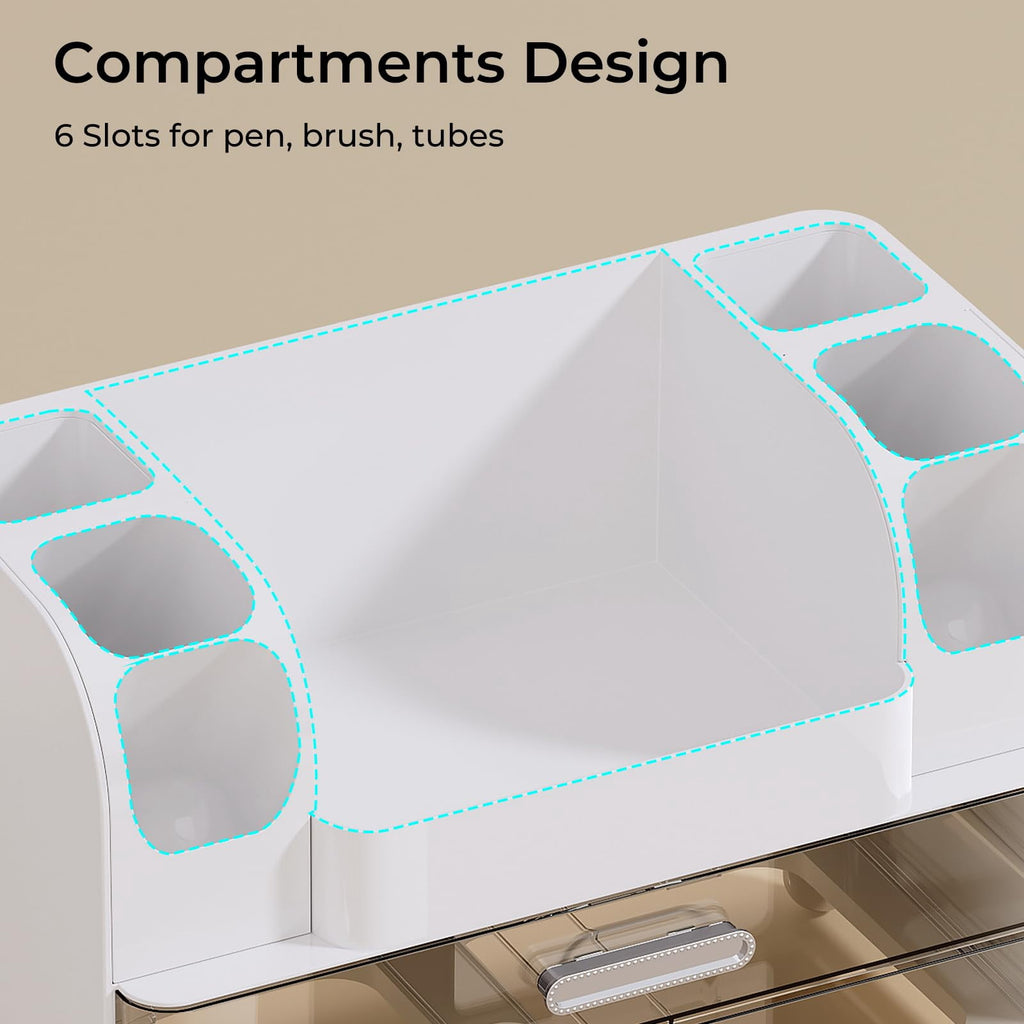 Makeup Organizer for Vanity with 2 Large Drawers & Brush Holder, Countertop Cosmetic Storage for Bathroom & Dresser, ... - Image 5