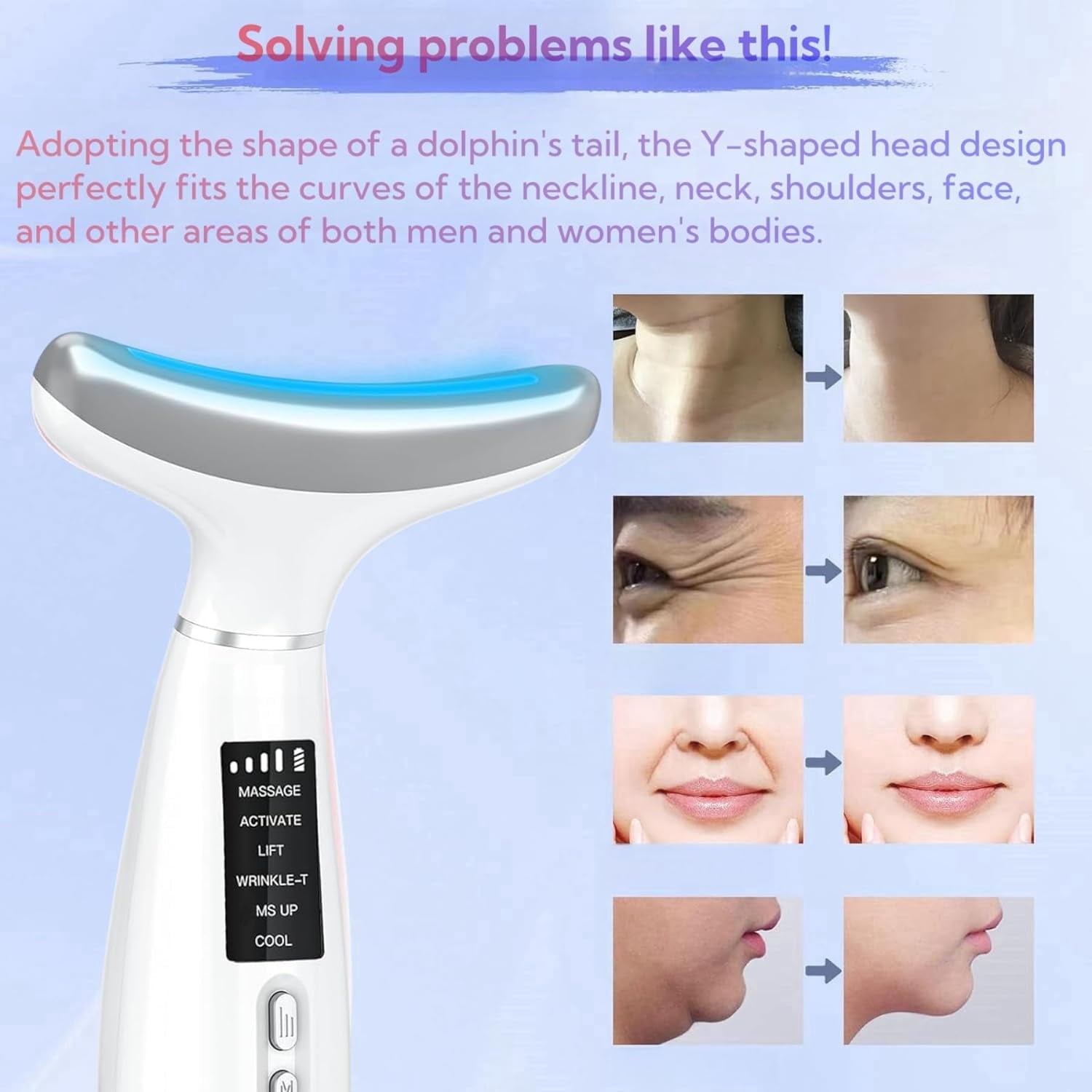 Facial and Neck Beauty Device, Skin Care Face Massager, Multifunctional 6 in 1 Light Therapy Face Sculpting Tool with Vibration, Thermal, Co - Image 6