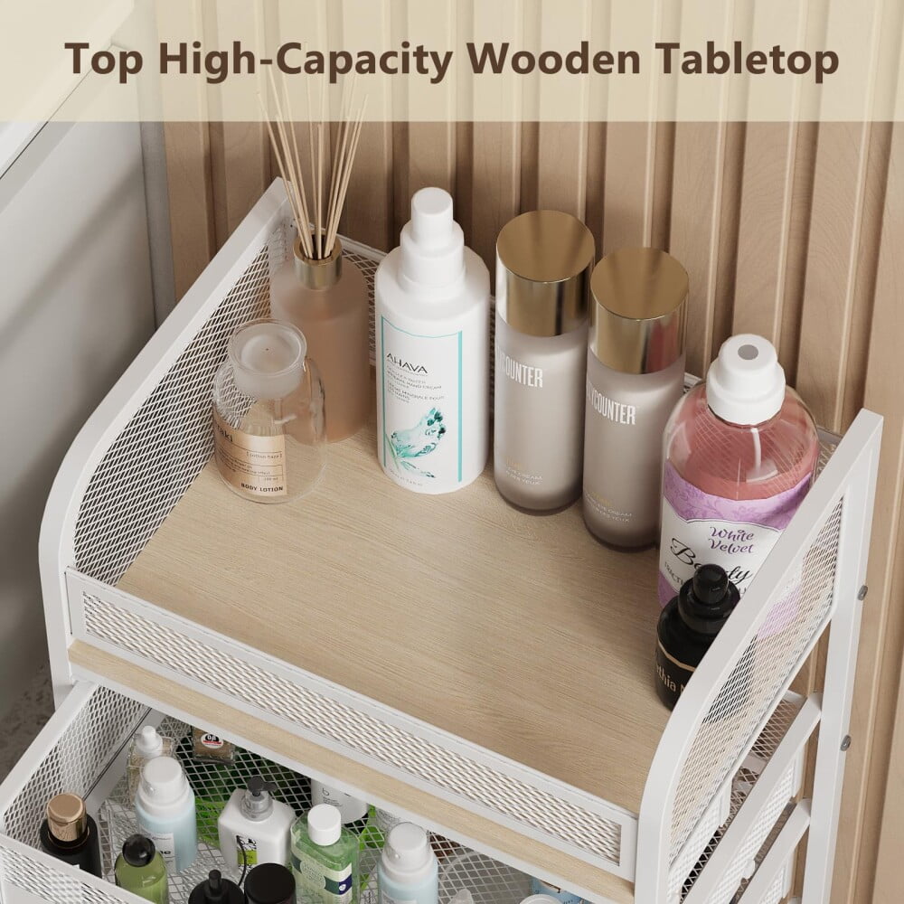 27.5" Rolling Makeup Cart Organizer with 4 Drawers, 5-Tier Floor Skincare Organizers with Divider, Vanity Storage Org... - Image 5