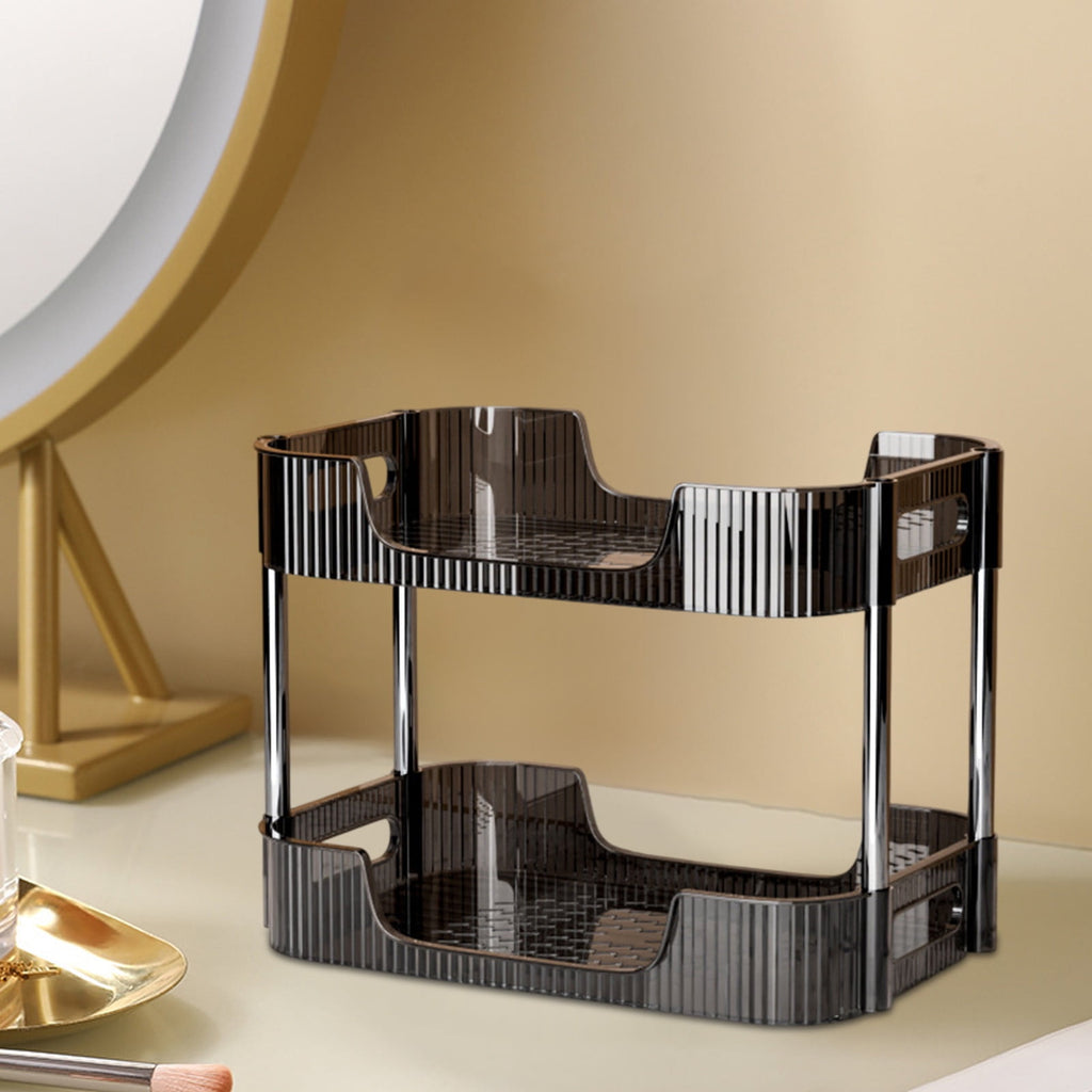 Clear Acrylic Cosmetic Organizer, 2-Layer Bathroom Vanity Storage Shelf, Skincare Perfume Display Rack, Desktop Makeu... - Image 2