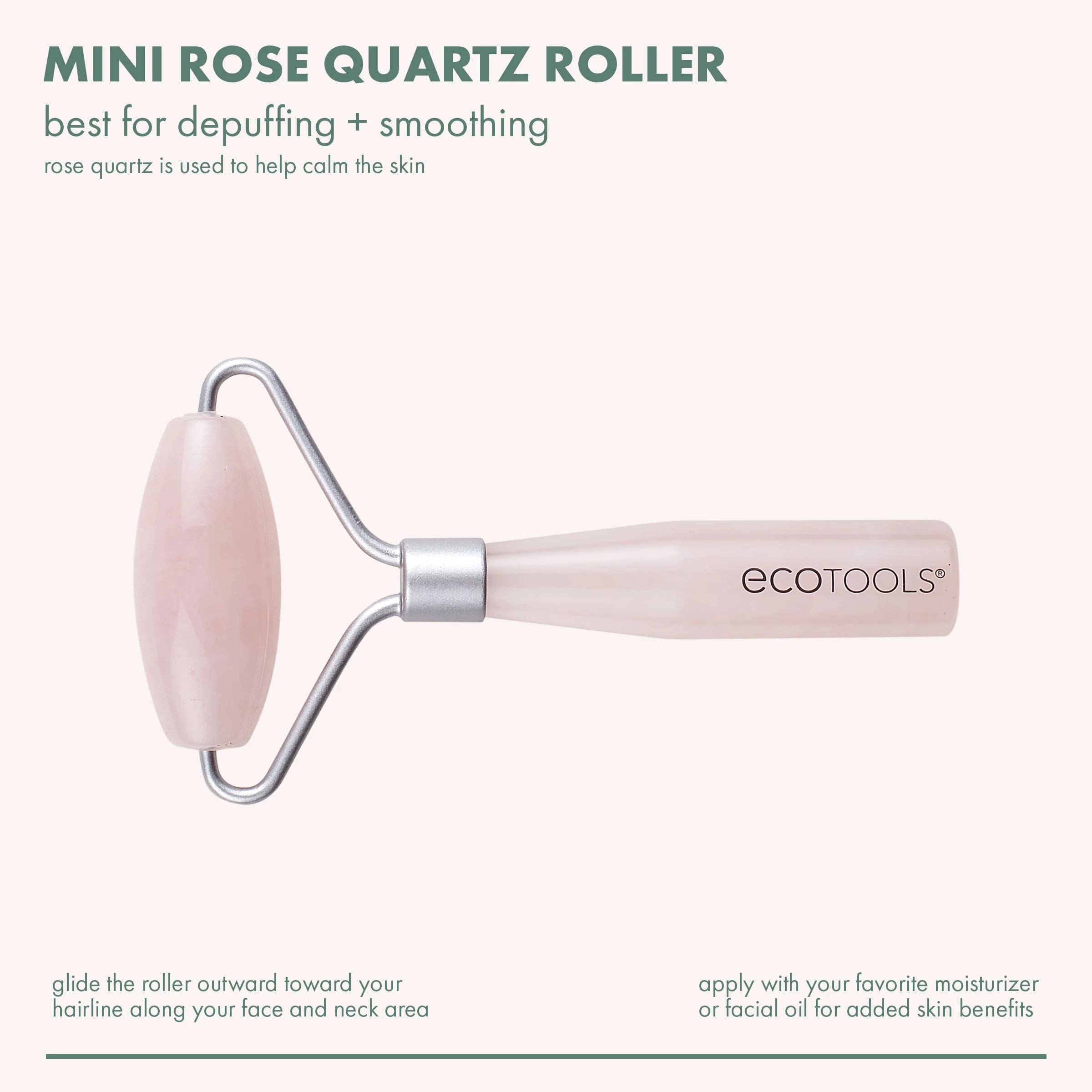 EcoTools Mini Rose Quartz Facial Roller and Massage Roller, Skincare and Sculpting Tool,1 Count - Image 3