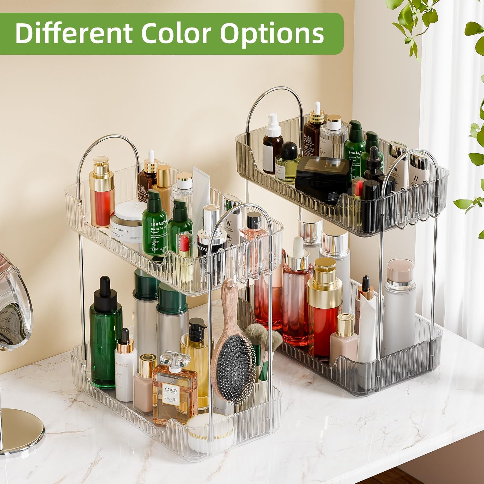 2 Tier Bathroom Counter Organizer，Cosmetic Skincare Organizer，Spice Rack Organizer for Kitchen - Image 2