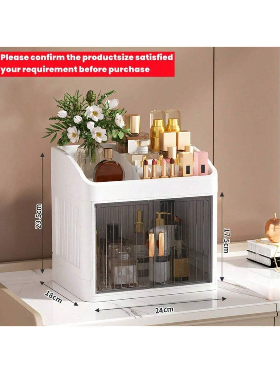1pc Storage Box, Foldable & Sliding Door Design, Clear Cover Cosmetic Display Cabinet, Large Capacity Skincare & Cosm... - Image 6