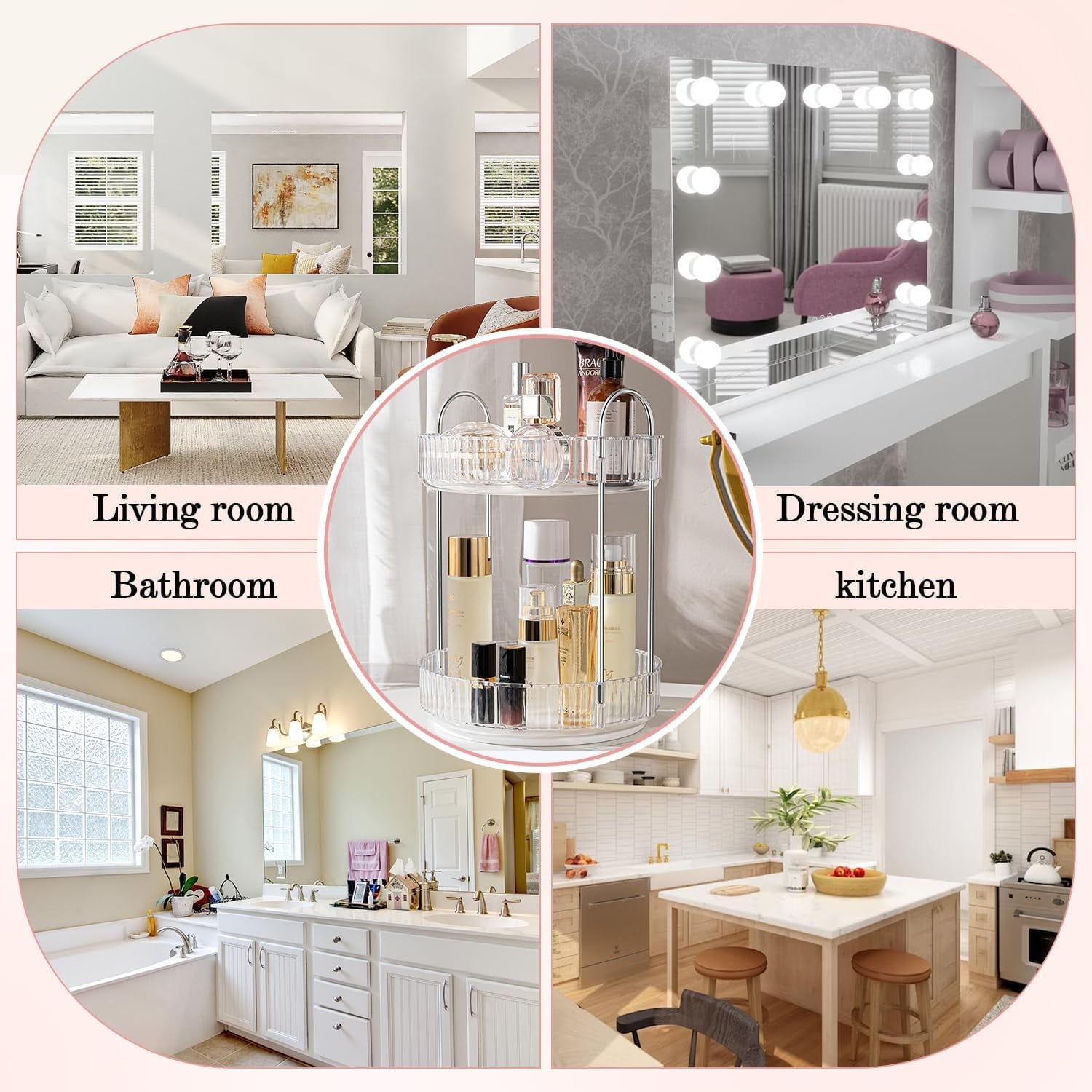 Rotating Makeup Organizer, 360 Spinning Makeup Storage Holder Rack, Dresser Bathroom Organizer Countertop, Large Capa... - Image 5