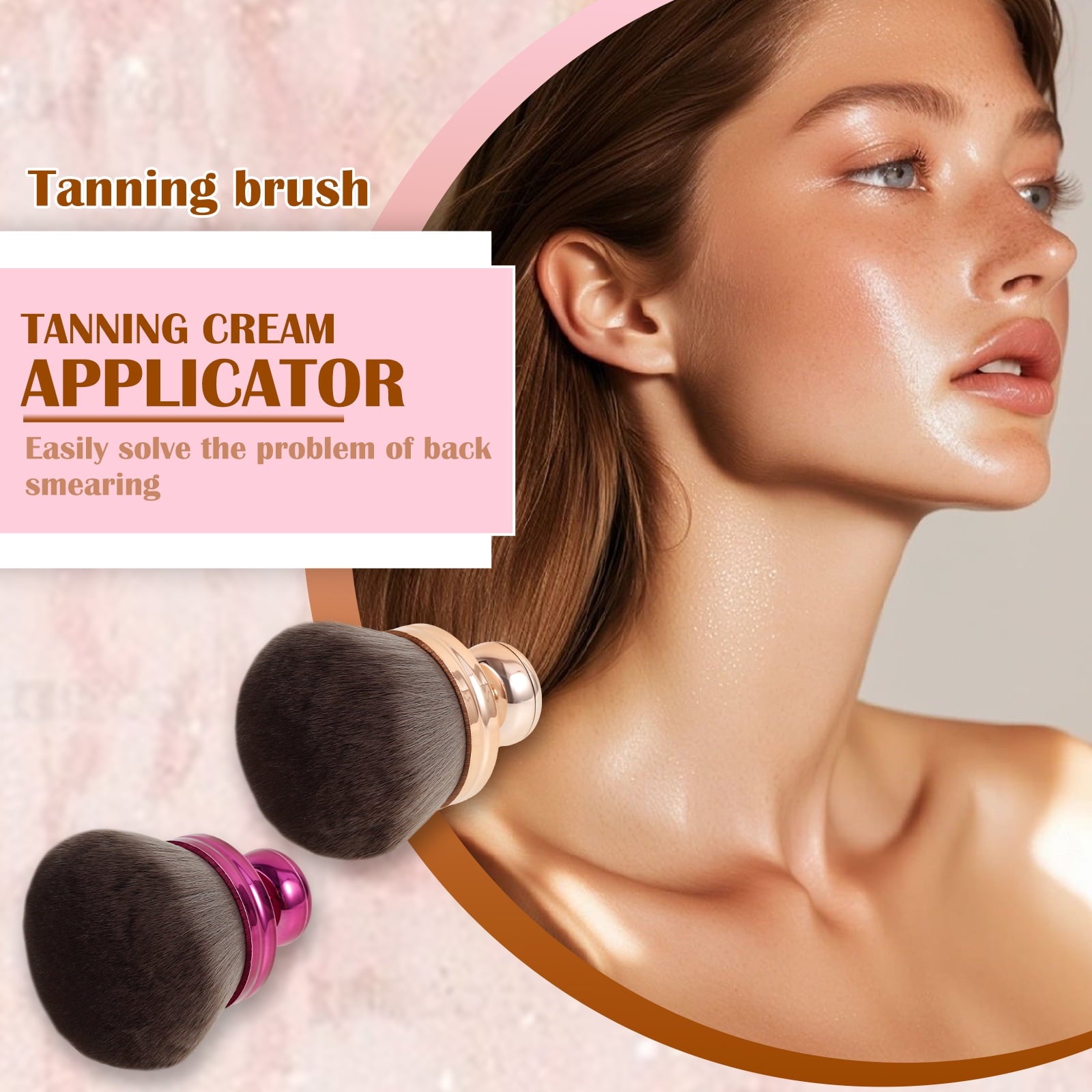 2pcs Tan Back Applicator Set Multipurpose Portable Large Body Makeup Brush Professional Oval Face Leg for Beginner Pu... - Image 3