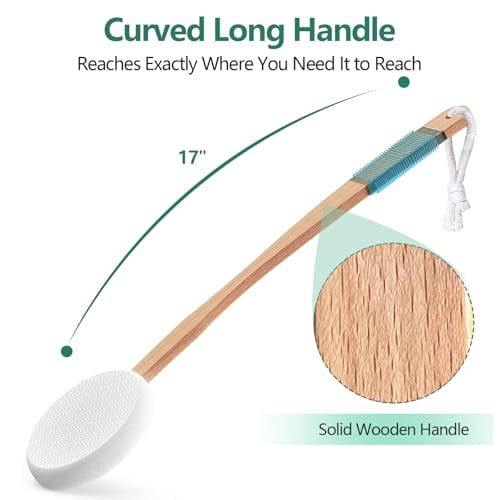 Back Lotion Applicator with 4 Replaceable Pads,Lotion Applicator for Back Self Elderly,Women,Sunscreen Applicator for Cream with 17" Curved - Image 2
