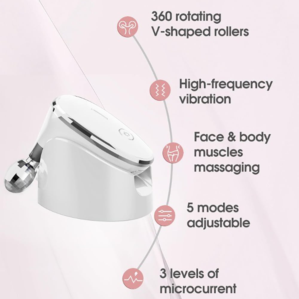 BeautifyEase 5-in-1 Microcurrent Facial Massager Roller, Face Lifting Device, White - Image 4