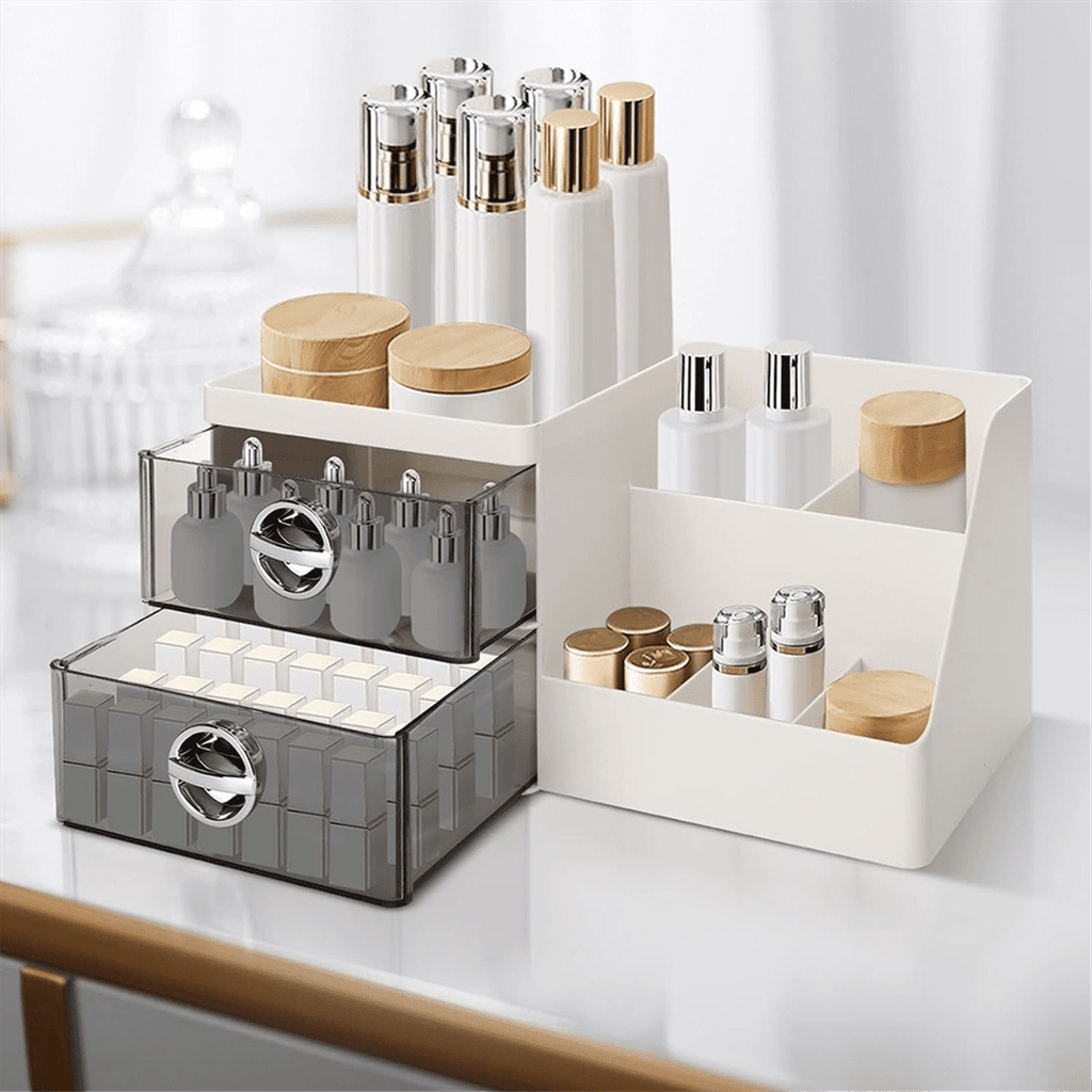 Makeup Organizer with Clear Drawers, Plastic Skincare Organizers for Vanity, Large Capacity Makeup Organizer Countertop - Image 5