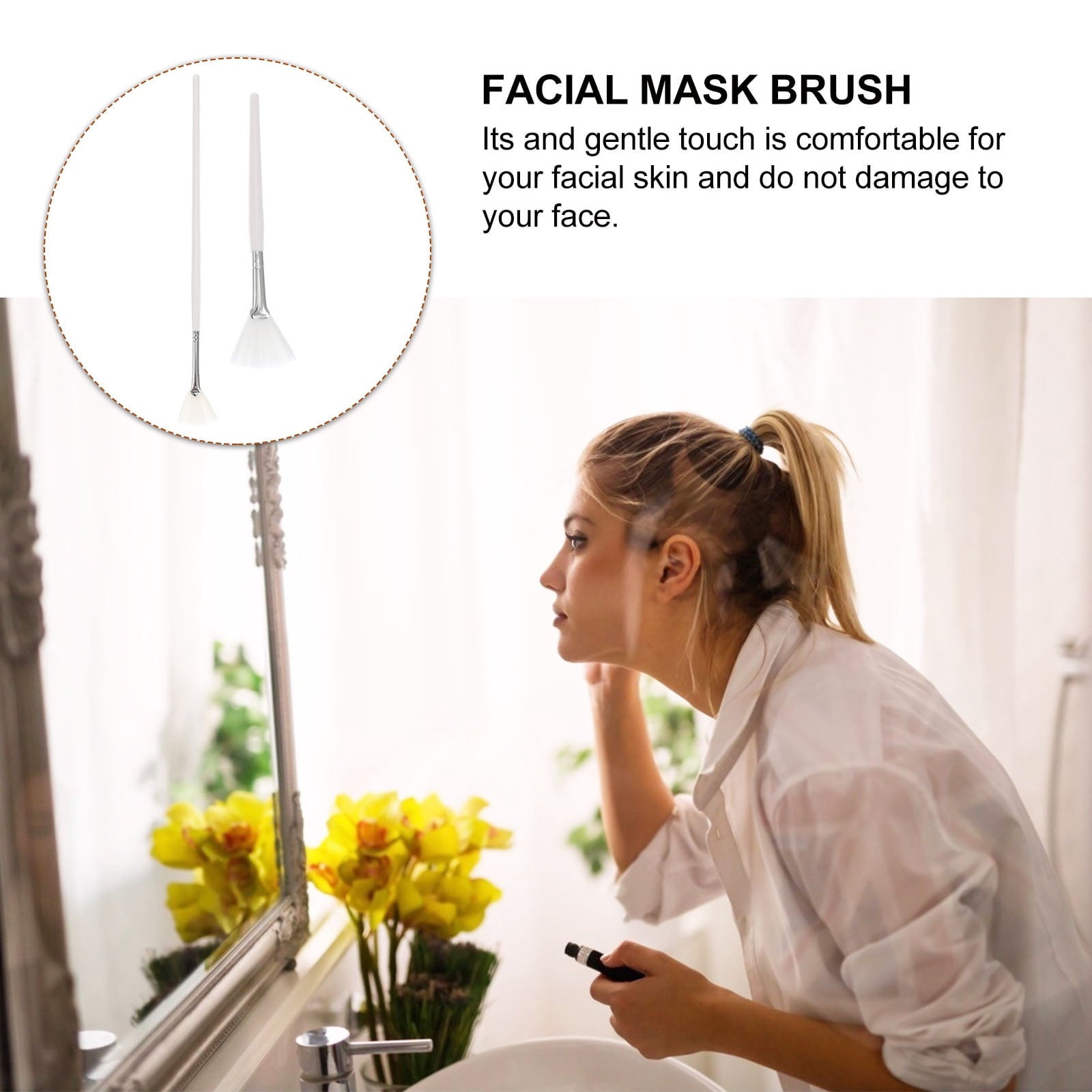Beauty Face Brush Aluminum Handle for Skincare Application 2Pcs - Image 3