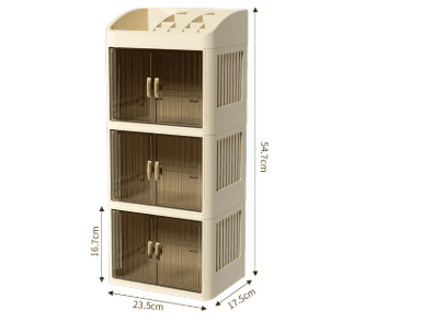 1pc Vanity Makeup Storage Box, Foldable & Sliding Door Design, Clear Cover Cosmetic Display Cabinet, Large Capacity Skincare & Cosmetics Org - Image 5