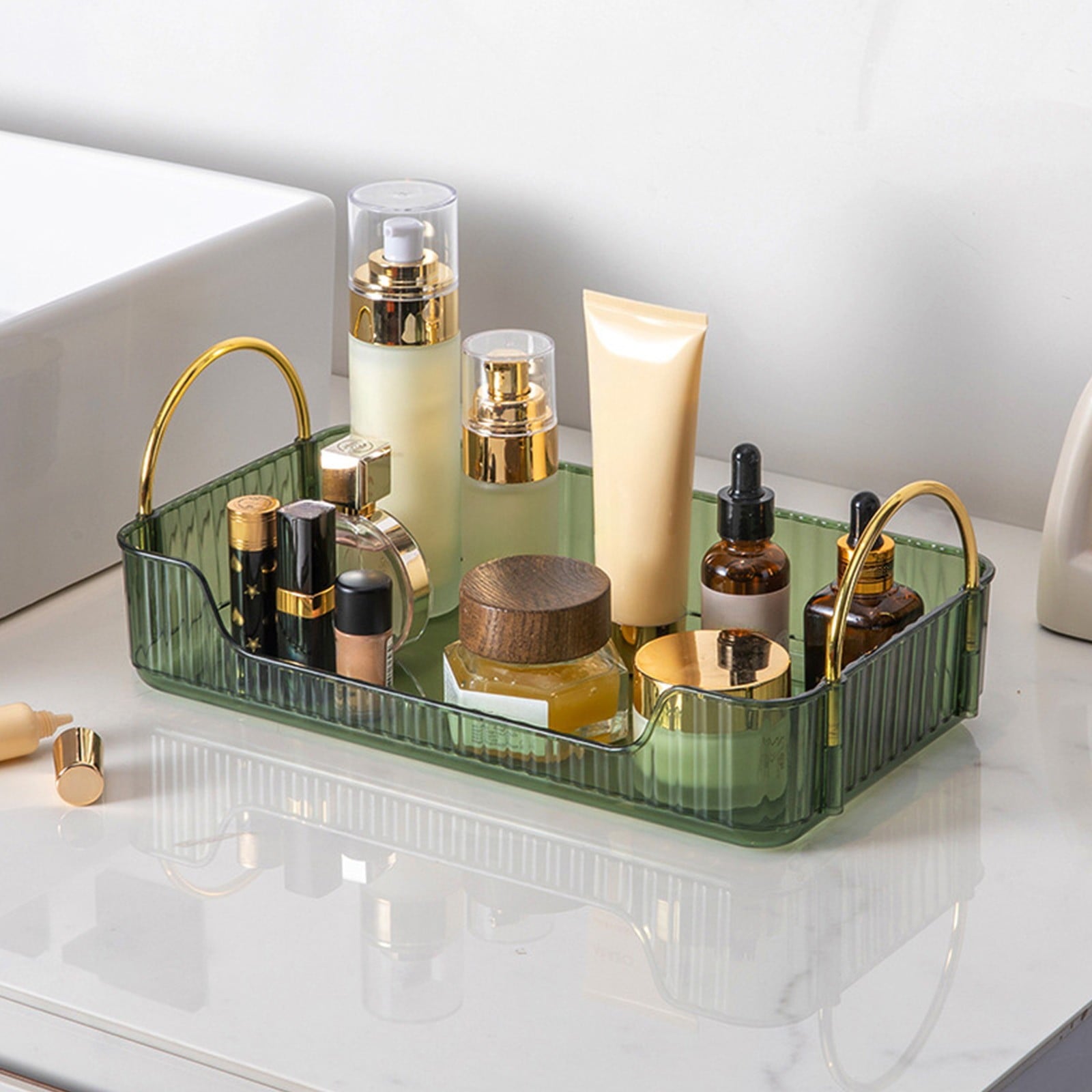 Lilixerw Bathroom Storage Organizer Countertop,Tray for Skincare Makeup,Counter Organizer for Cosmetics,Toiletries - Image 2
