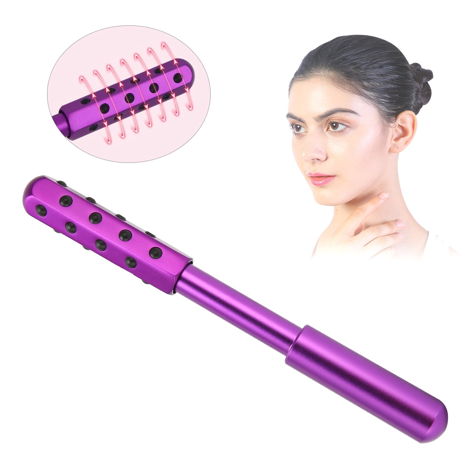 M Buder Purple Face Roller Massager 24 Germanium Particles Skin Firming Lifting Massage Beauty Stick Portable Skincare Tool for Face and Nec - Image 5