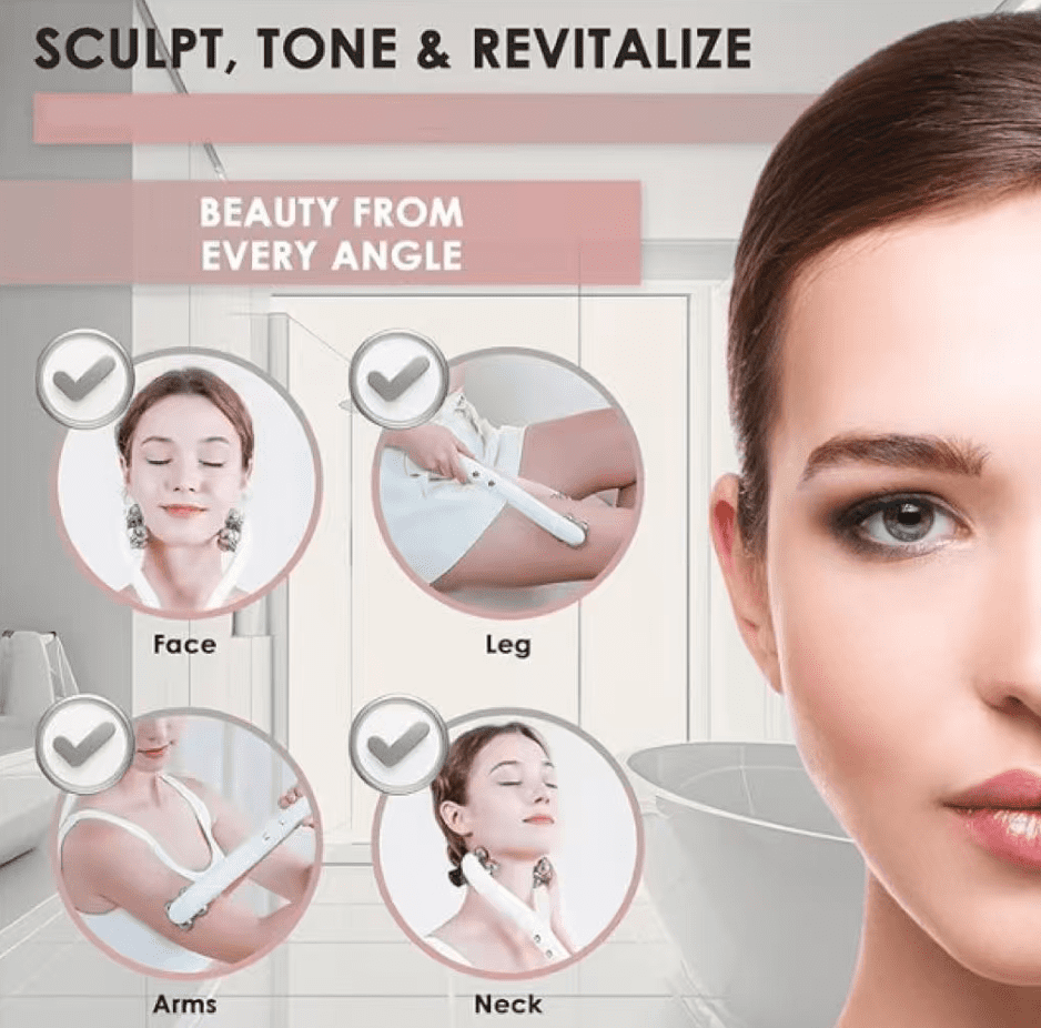 Micro current facial massager with 3D roller, 3 intensity levels, USB-C rechargeable, facial and neck lifting and ton... - Image 3