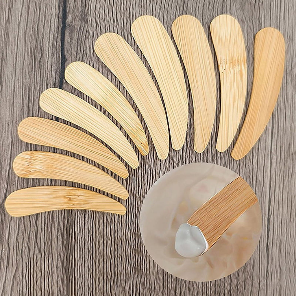 10Pcs Beauty Tool Skincare Cream Spoon Cosmetic Mini Face Clay Ointment Scrub Brush Wooden Bamboo Spatula Curved - Image 6