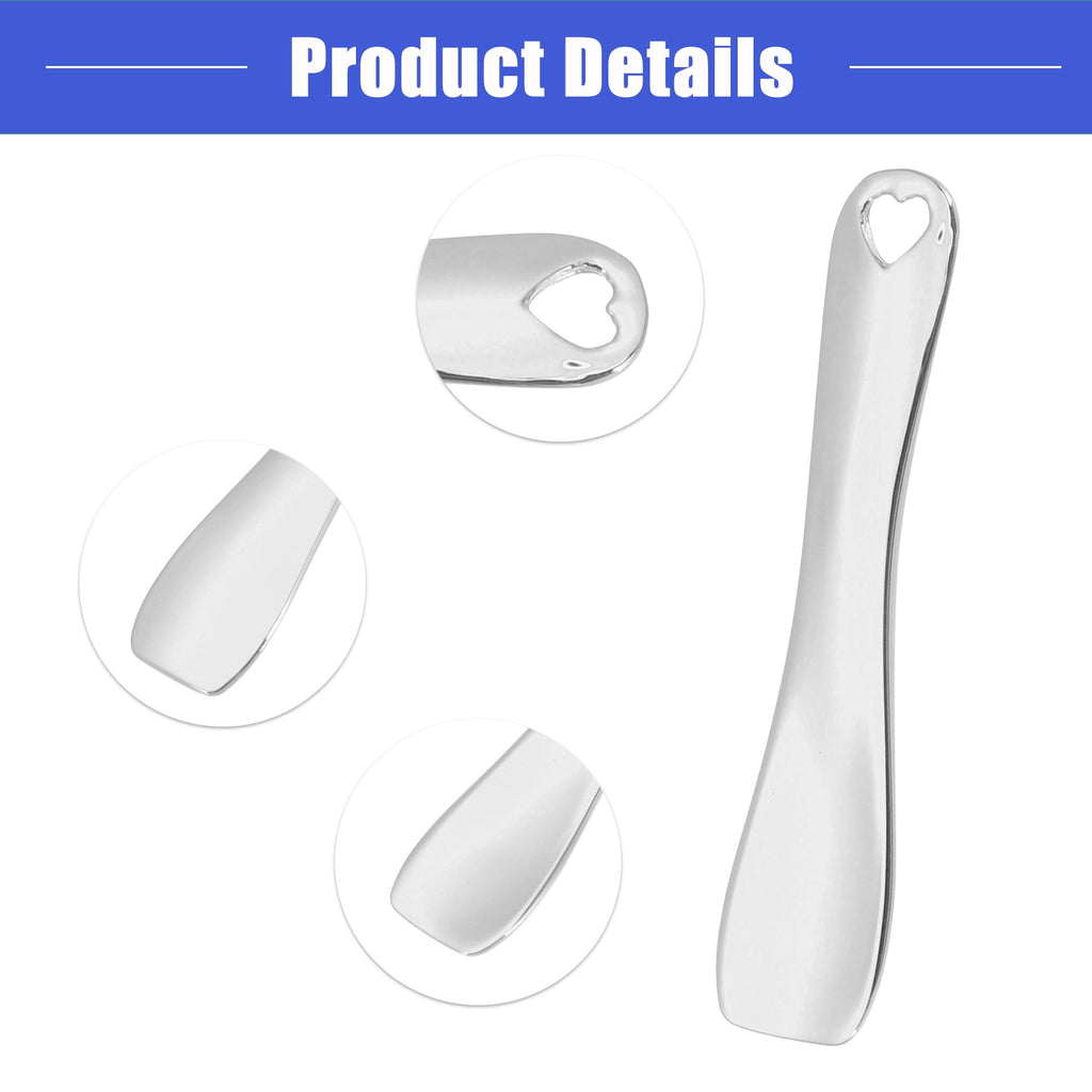 Vocoste 3 Pcs Makeup Spatula Mini Spoon, Eye Cream Massage Sticks Beauty Scoop, Heart Shape 2.36"x0.49", Silver Tone - Image 5