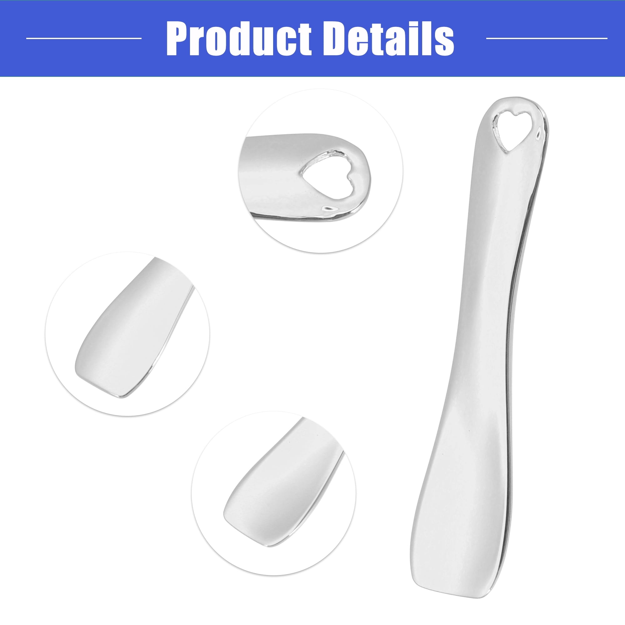 Vocoste 3 Pcs Makeup Spatula Mini Spoon, Eye Cream Massage Sticks Beauty Scoop, Heart Shape 2.36"x0.49", Silver Tone - Image 5