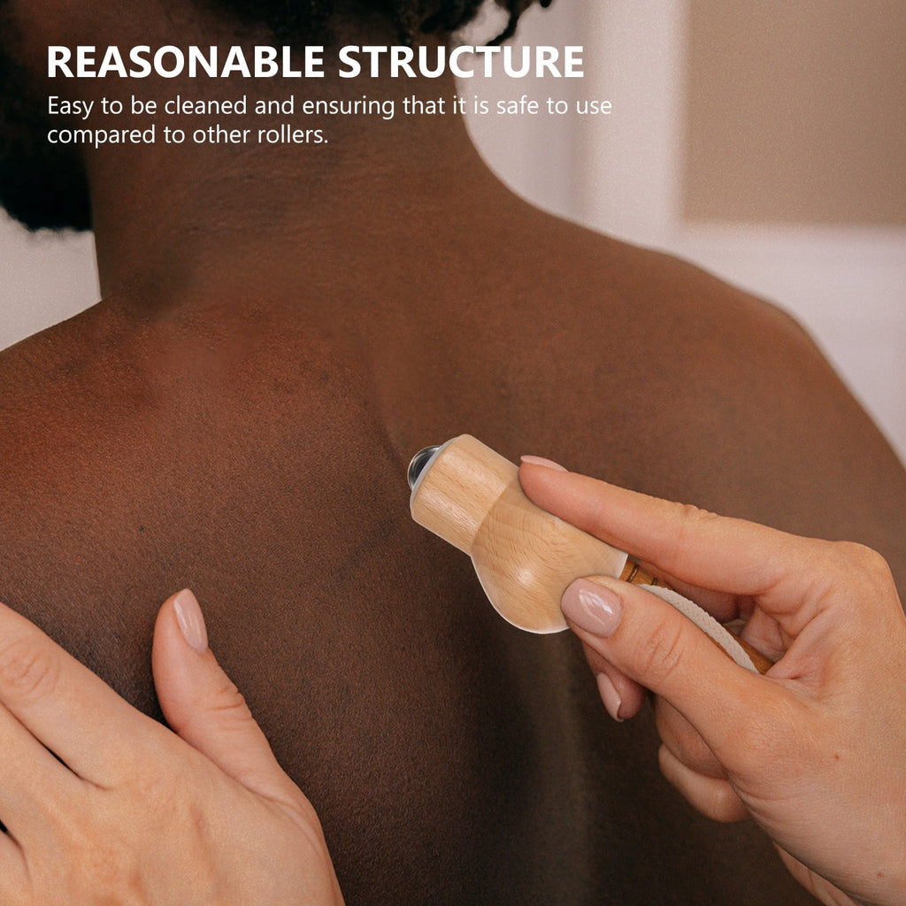 Face Roller Skin Care Tool Khaki Beech Wood 1Pcs - Image 6