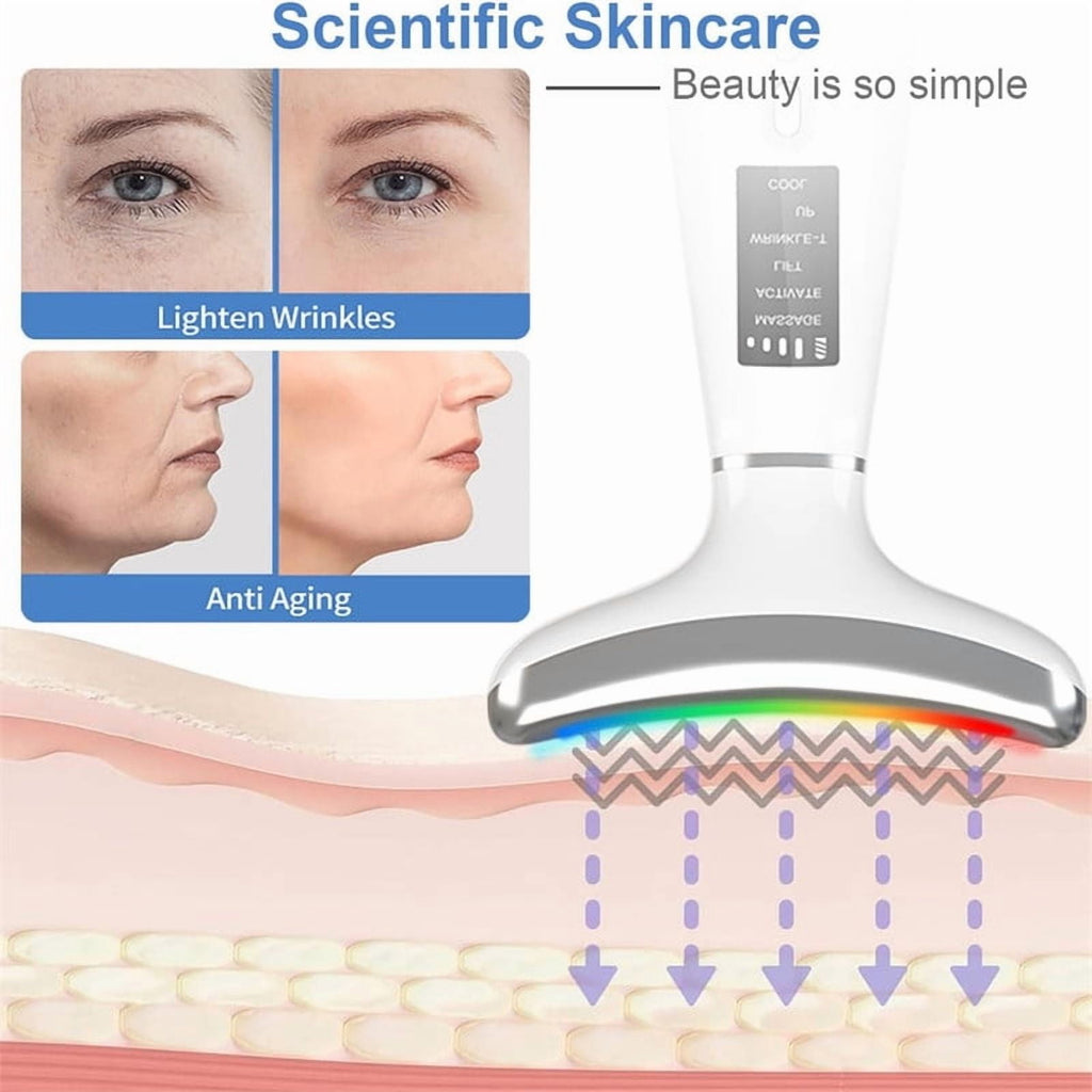 Facial Neck Beauty Device, Skin Care Massager, LED Light Therapy Face Sculpting Tool, Multifunctional Rollers for Women - Image 4