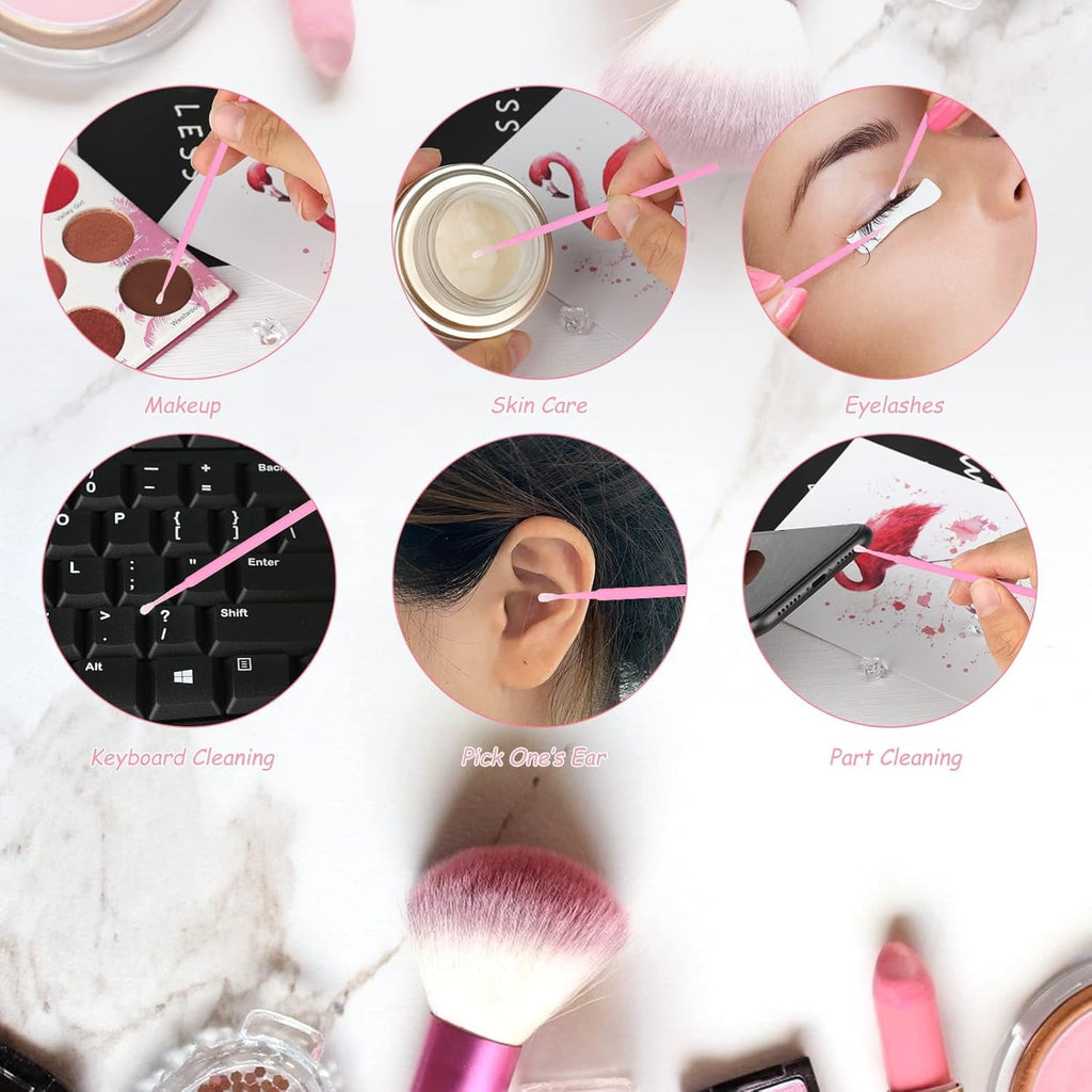100pcs Cotton for Makeup, Pink Disposable Applicators Brush for Nails, Eyeliner and Lash Tech Supplies - Image 5
