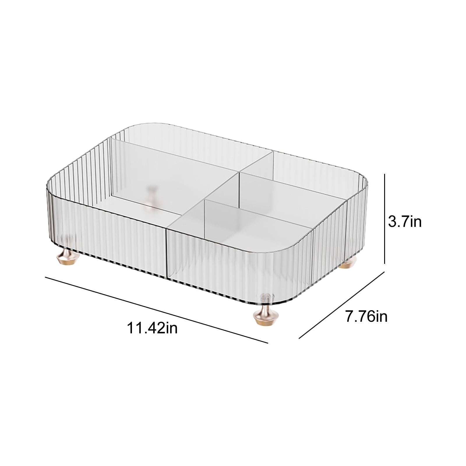 4-Compartment Makeup Organizer Tray, Bathroom Vanity Dresser Tray for Perfume Cosmetics, Clear Plastic Cosmetic Count... - Image 3