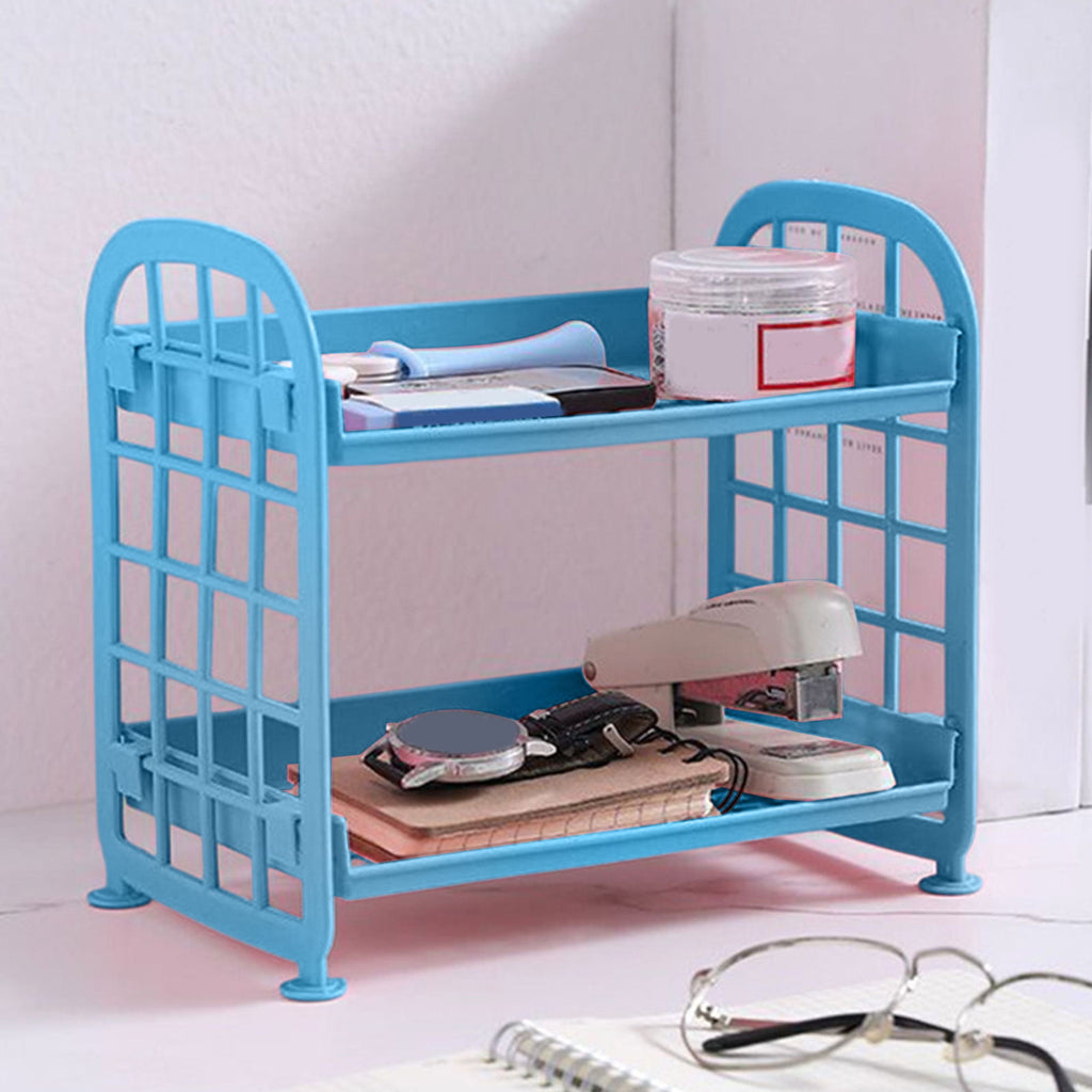 Euaioeiu Desktop Rack Cosmetic Stationery Storage Holder,2-Tier Multifunctional Plastic Shelf Makeup Organizer for Skincare Office Kitchen B - Image 2