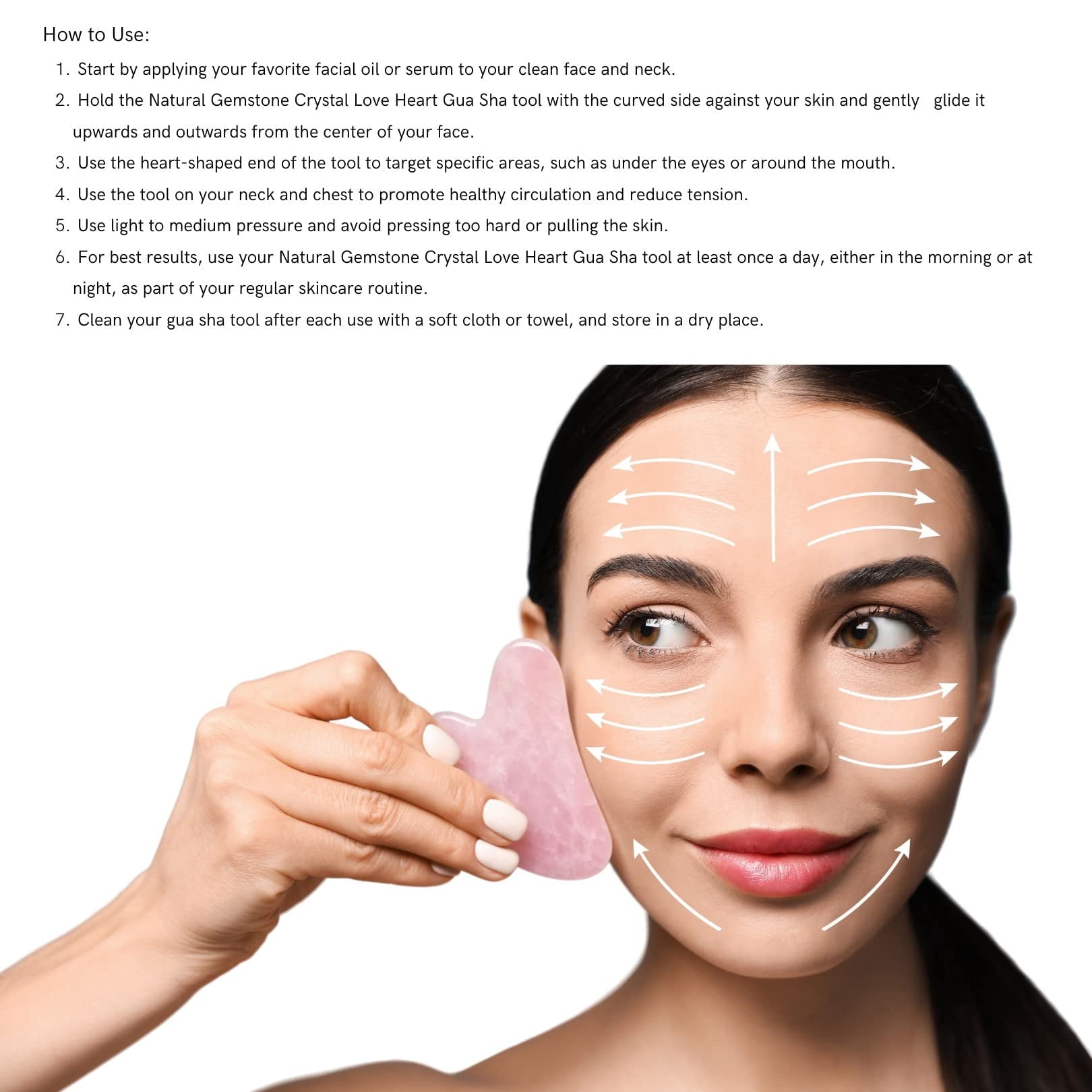 Gua Sha Facial Tool, Natural Rose Quartz Stone Guasha Board for SPA Acupuncture Therapy Trigger Point Treatment, Gua ... - Image 4