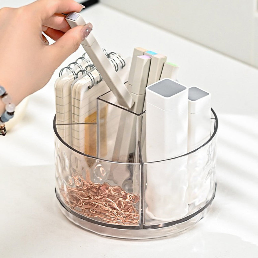 Transparent Water Ripple Desktop Makeup Organizer, Lazy Organizer for Vanity, Spinning Cosmetic Display Case with 5 C... - Image 5