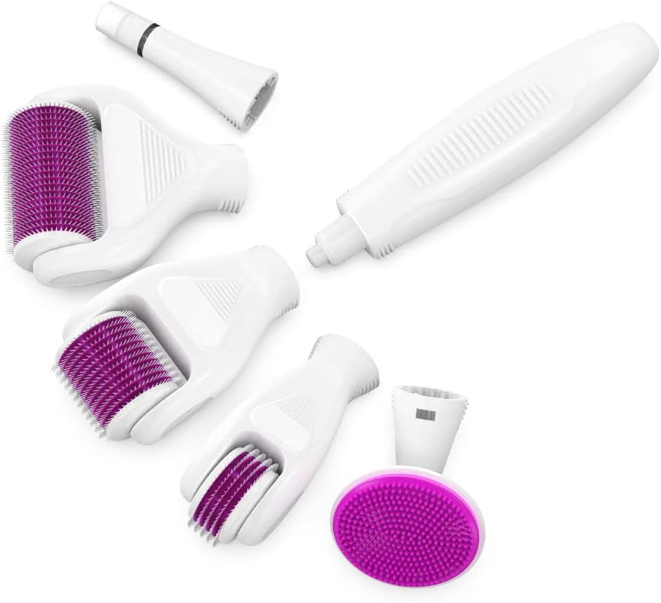 Derma Roller for Face and Body,6 in 1 Titanium Microneedling Roller Kit,Microneedle Roller for Face and Body with 5 Replaceable Heads Effect - Image 3