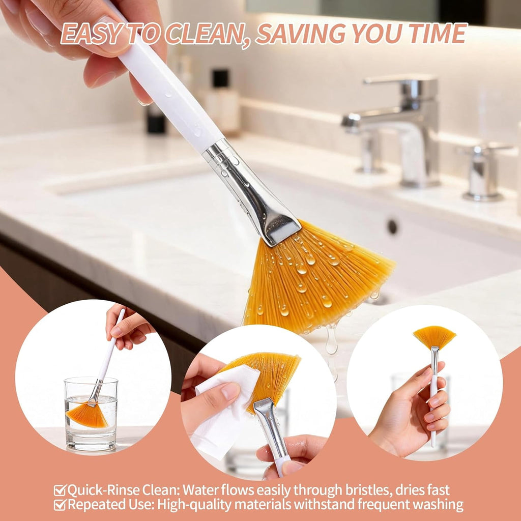 Fan Brush,Facial Brushes Esthetician,Fan Facial Mask Applicator Tools Soft Makeup Brushes Cosmetic Tools, Multipurpos... - Image 5