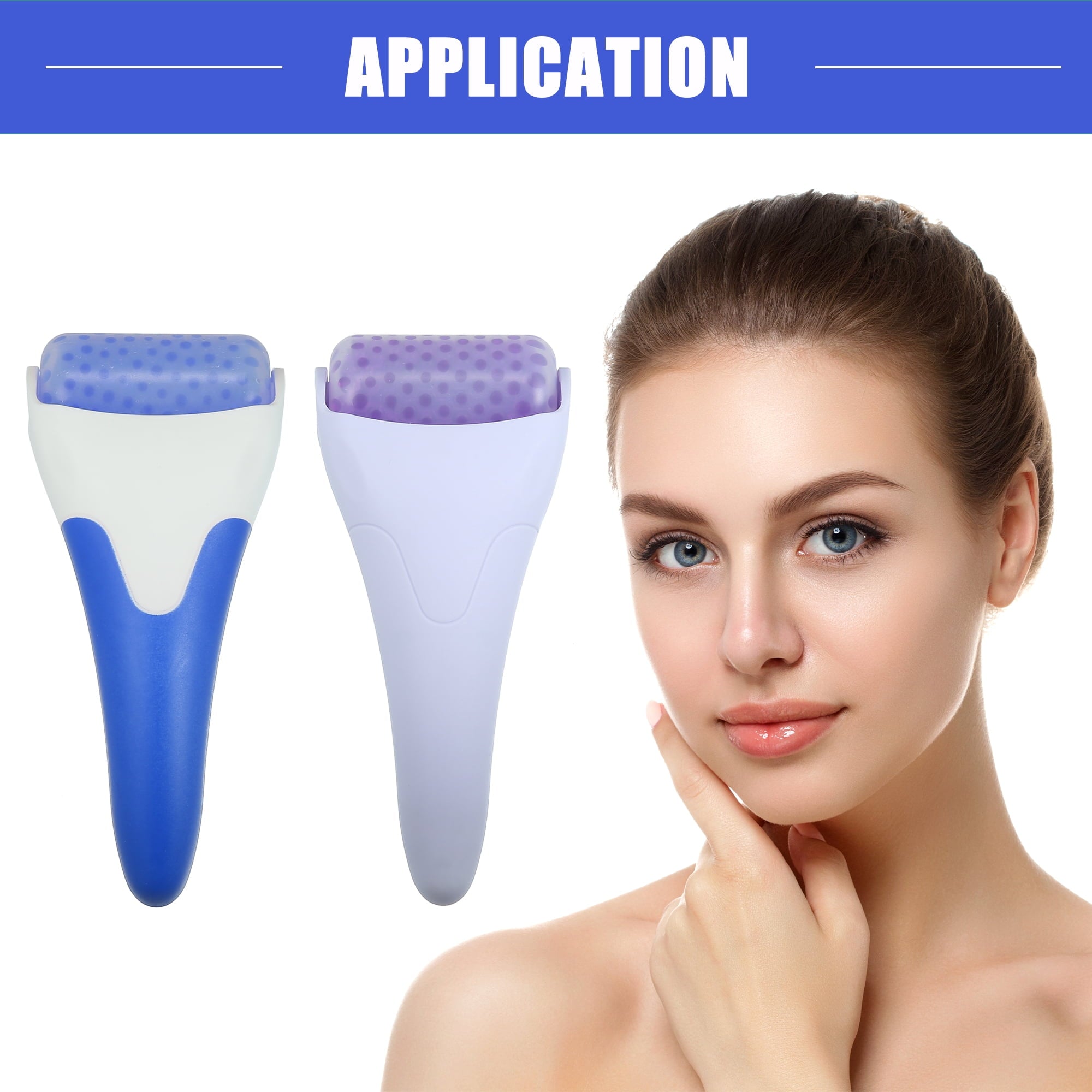 Vocoste 2 Pcs Ice Face Roller Massager Facial Roller Skin Care Tools Purple and Blue - Image 3