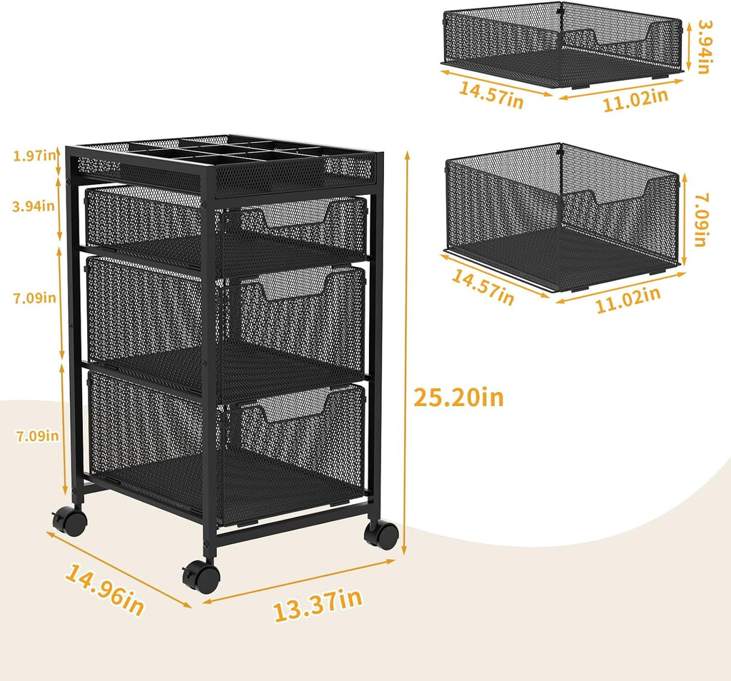 Heavy Duty Metal Rolling Makeup Cart Organizer with 3 Drawers, Premium Skincare Storage Utility Cart with DIY Divider... - Image 5