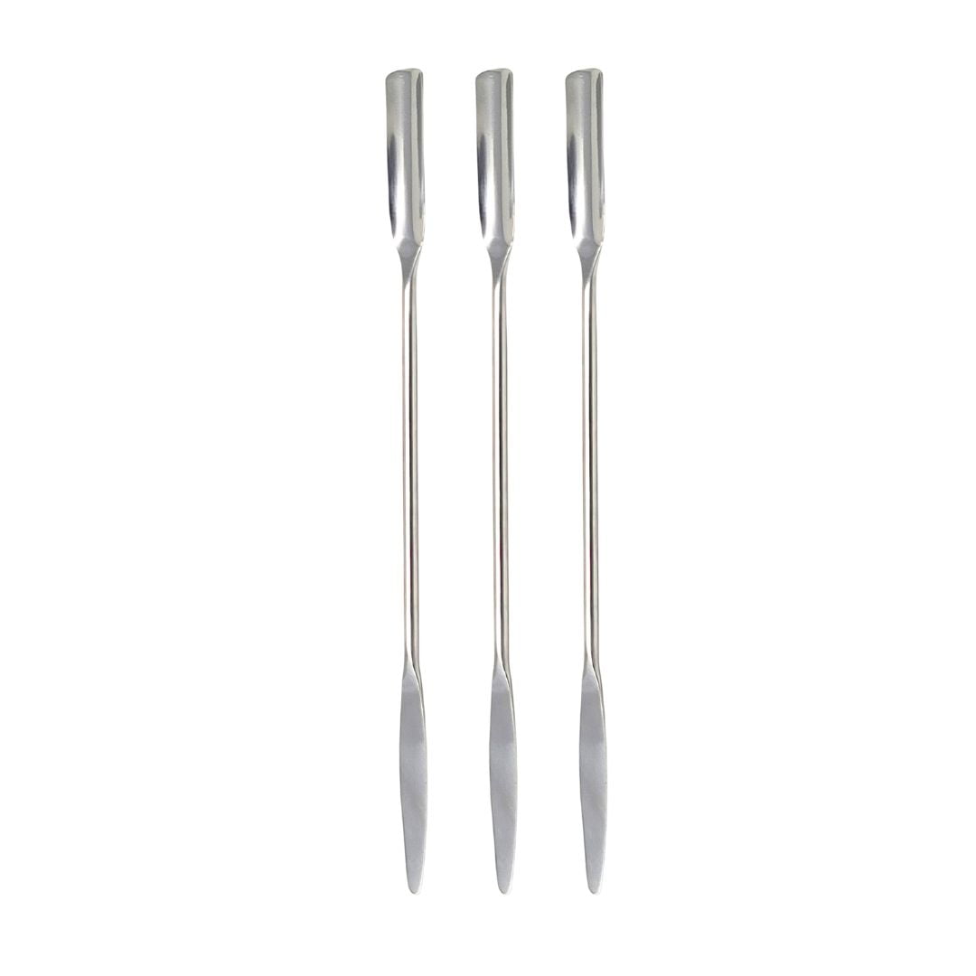 Pro Stainless Steel Cosmetic Makeup Spatulas & Stirring Rod Tools | Set of 3 - Tapered/Scoop 7 " - Image 3