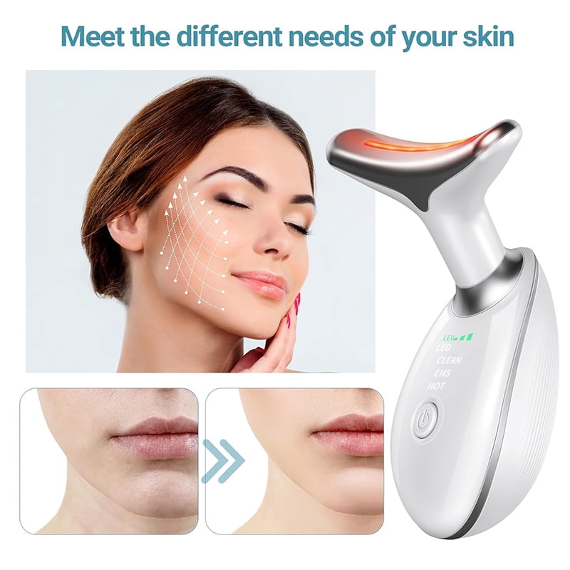 Red Light Therapy Massager for Face and Neck, 7-Color LED Neck & Face Rejuvenator, Multifunctional Facial Skincare Tools with Vibration - Image 3