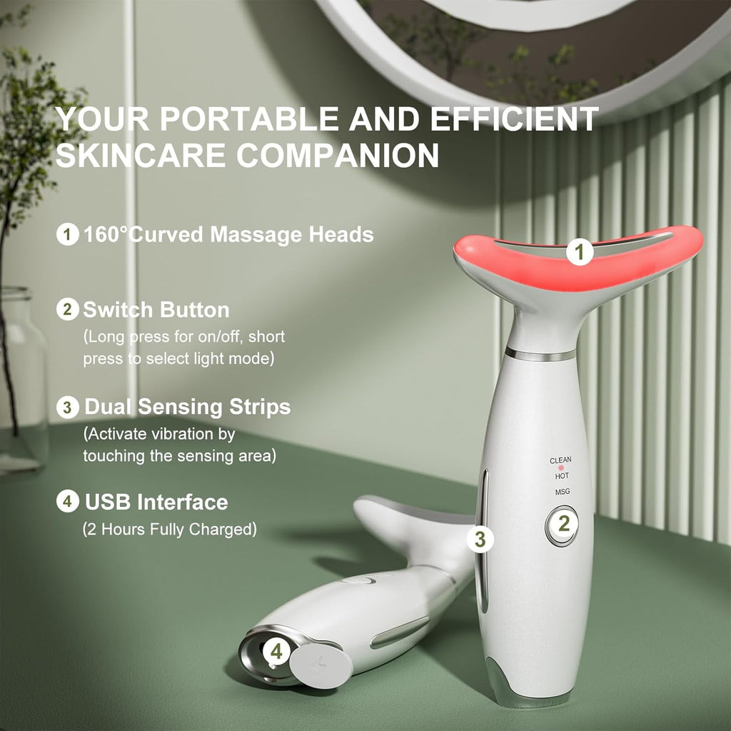 Wrongduck Red Light Therapy Face Massager, LED Facial Sculpting Tool with Vibration and Heat, Portable Micro-Current ... - Image 5