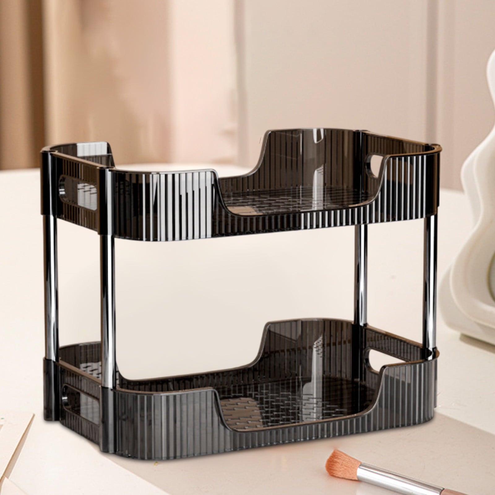 Clear Acrylic Cosmetic Organizer, 2-Layer Bathroom Vanity Storage Shelf, Skincare Perfume Display Rack, Desktop Makeu... - Image 4