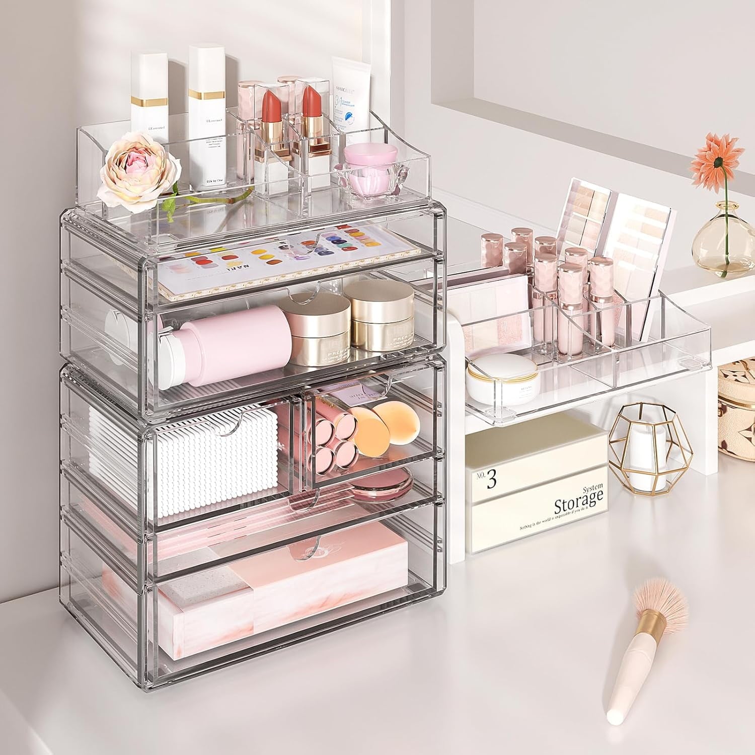 4-Tier Clear Makeup Organizer, Delamu Thick Acrylic Box Organizer, Cosmetics Storage Box, Bathroom Organizer - Image 5