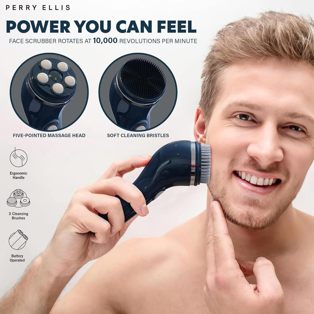 4-in-1 Cordless Facial Cleansing Brush & Facial Massager for Men | Face Brushes for Cleansing and Exfoliating | Face ... - Image 3