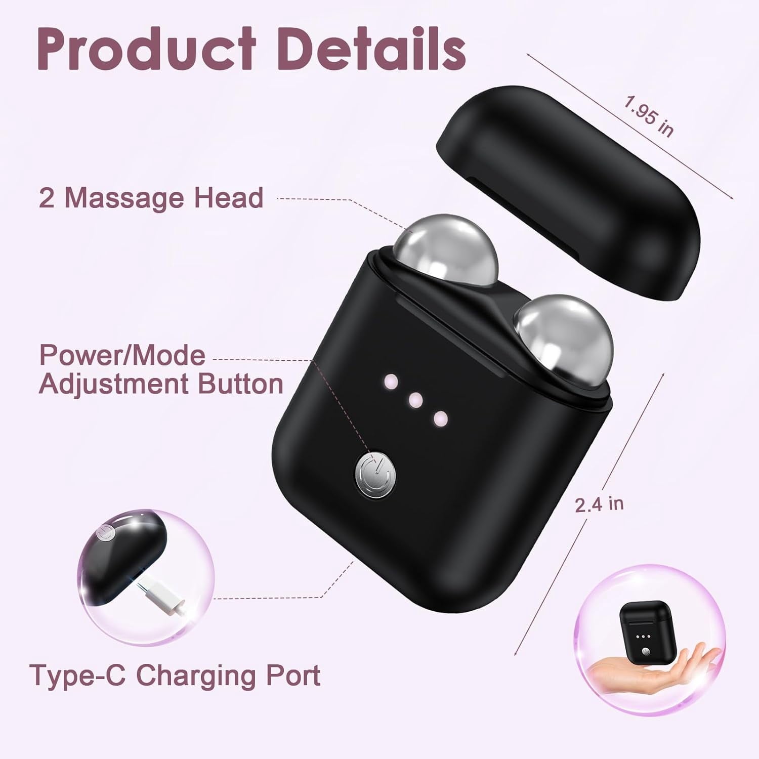 Microcurrent Facial Device, Mini Microcurrent Face Lift Device for Face Lifting and Facial Sculpting, Portable Facial Roller Massager Tool f - Image 2