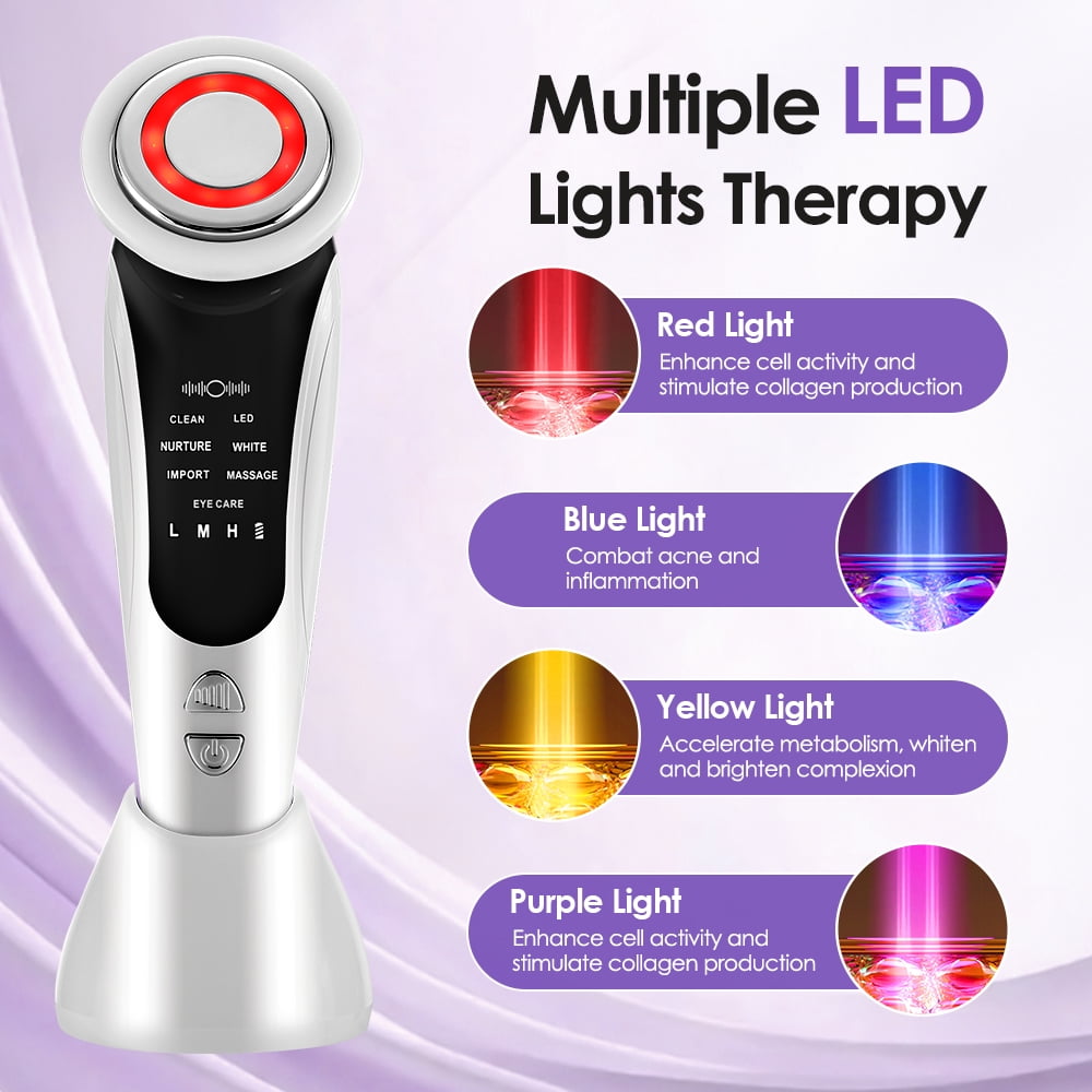 Led Light Beauty Device, Facial Massager Beauty Tool, Electric Face Lifting Skin Tool with 7 Colors Modes, 15min Auto... - Image 6