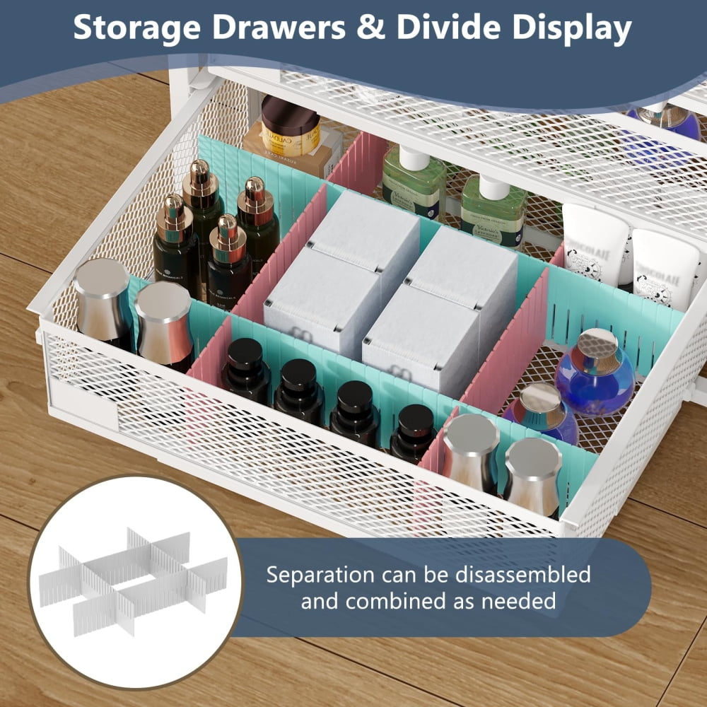 27.5" Rolling Makeup Cart Organizer with 4 Drawers, 5-Tier Floor Skincare Organizers with Divider, Vanity Storage Org... - Image 6