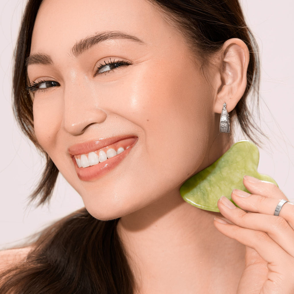 EcoTools Facial Skincare Jade Roller and Gua Sha Stone Duo Pack Mini Facial Kit, 100% Jade, 2pk - Image 5